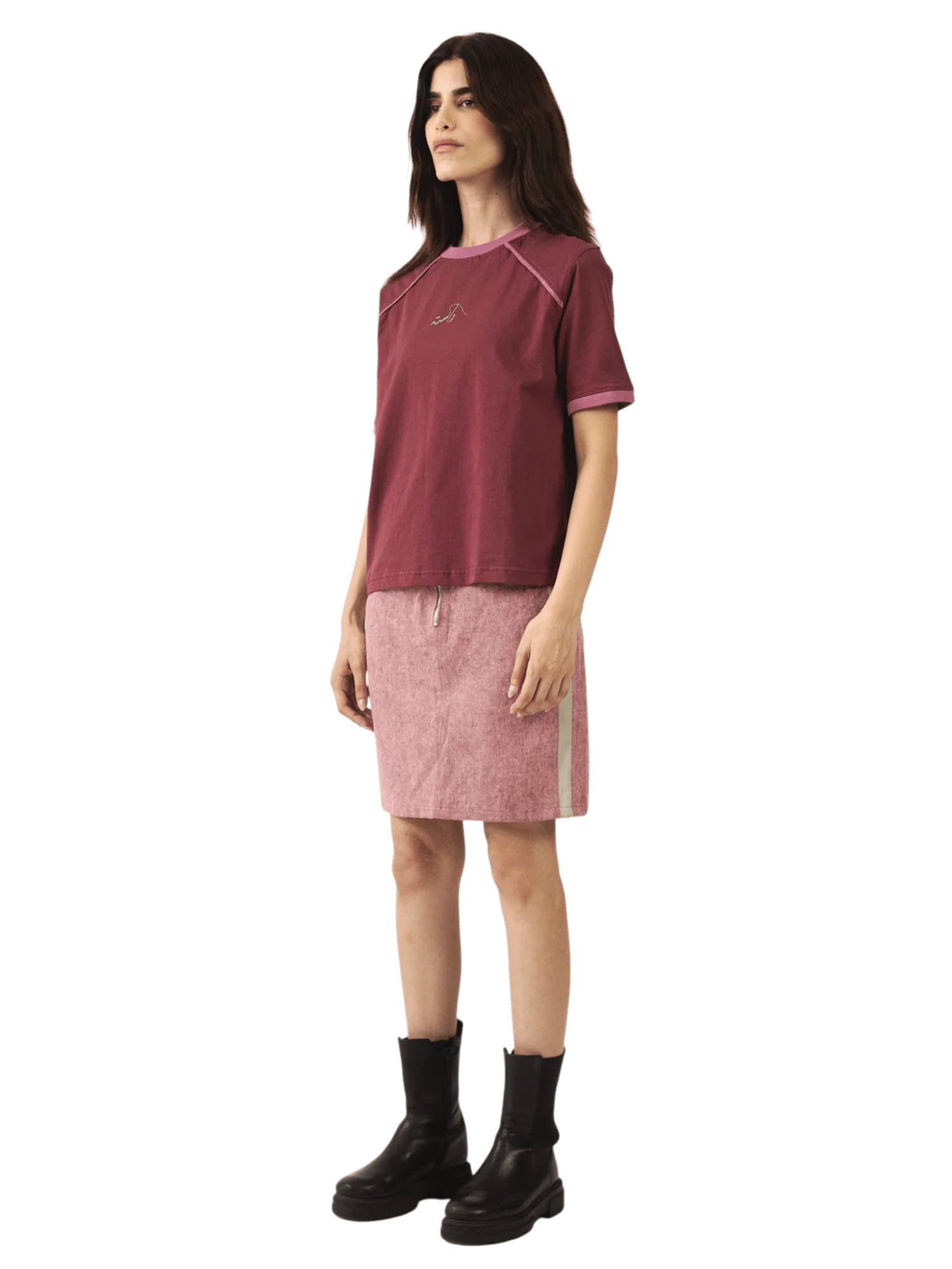 Maroon knit cotton jersey T-shirt - Image 5