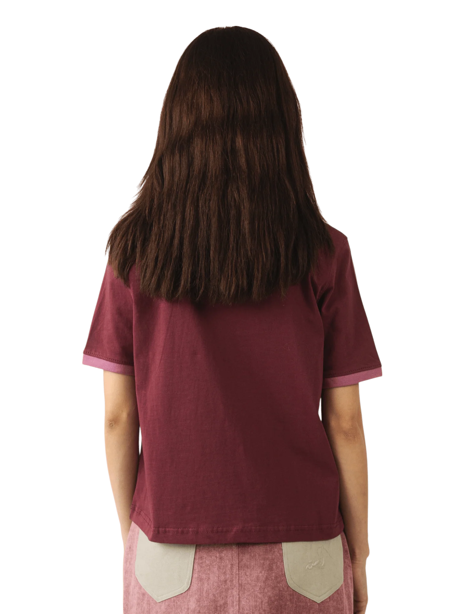 Maroon knit cotton jersey T-shirt - Image 6