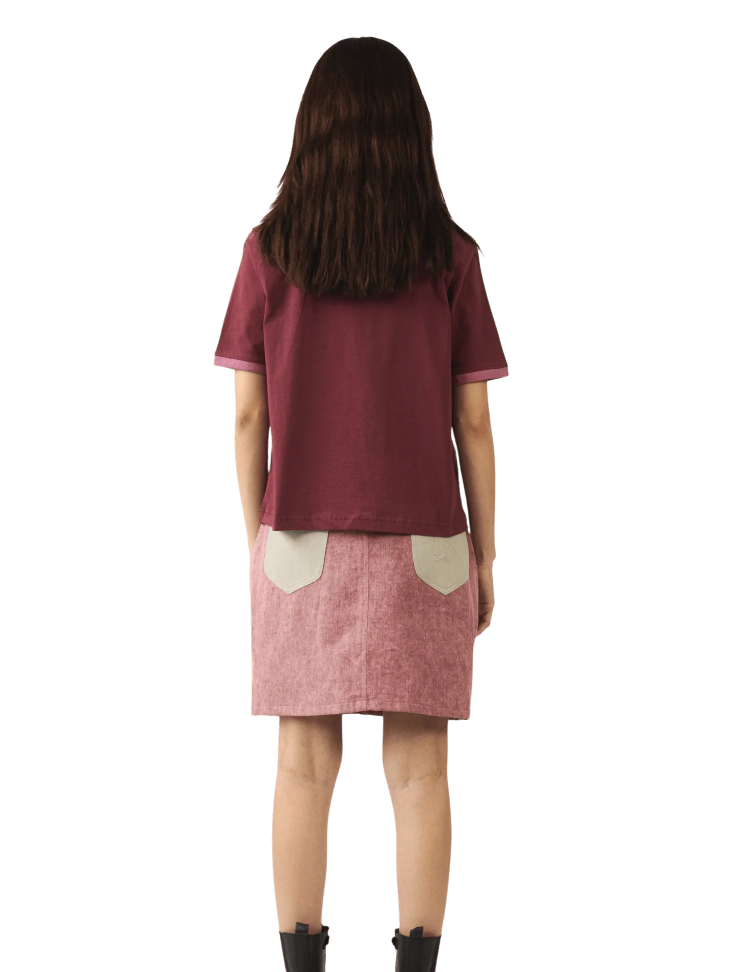 Maroon knit cotton jersey T-shirt - Image 7