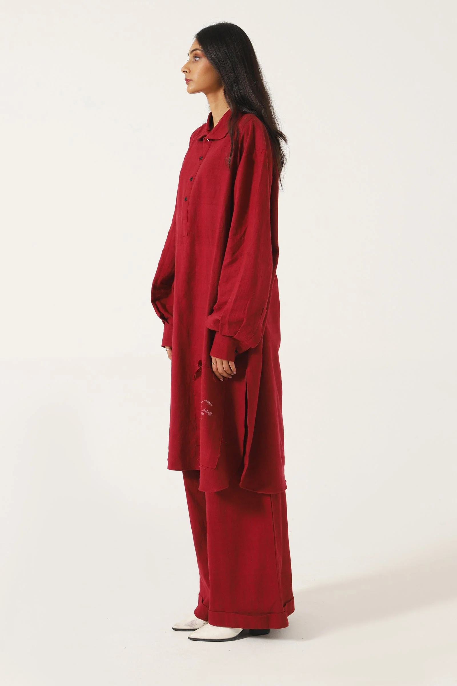 Maroon handwoven kameez - Image 5