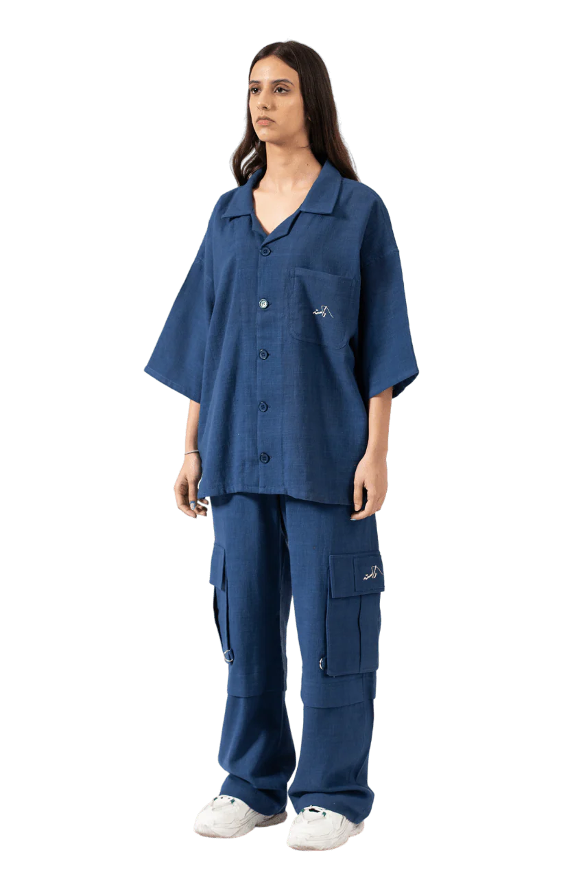 Navy blue handwoven button-down - Image 7