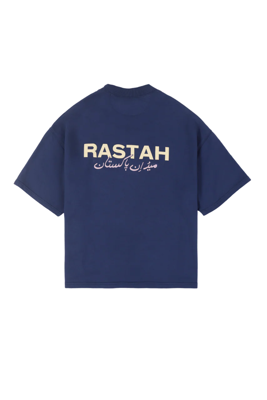 Navy blue made in PAK T-shirt (mock neck)