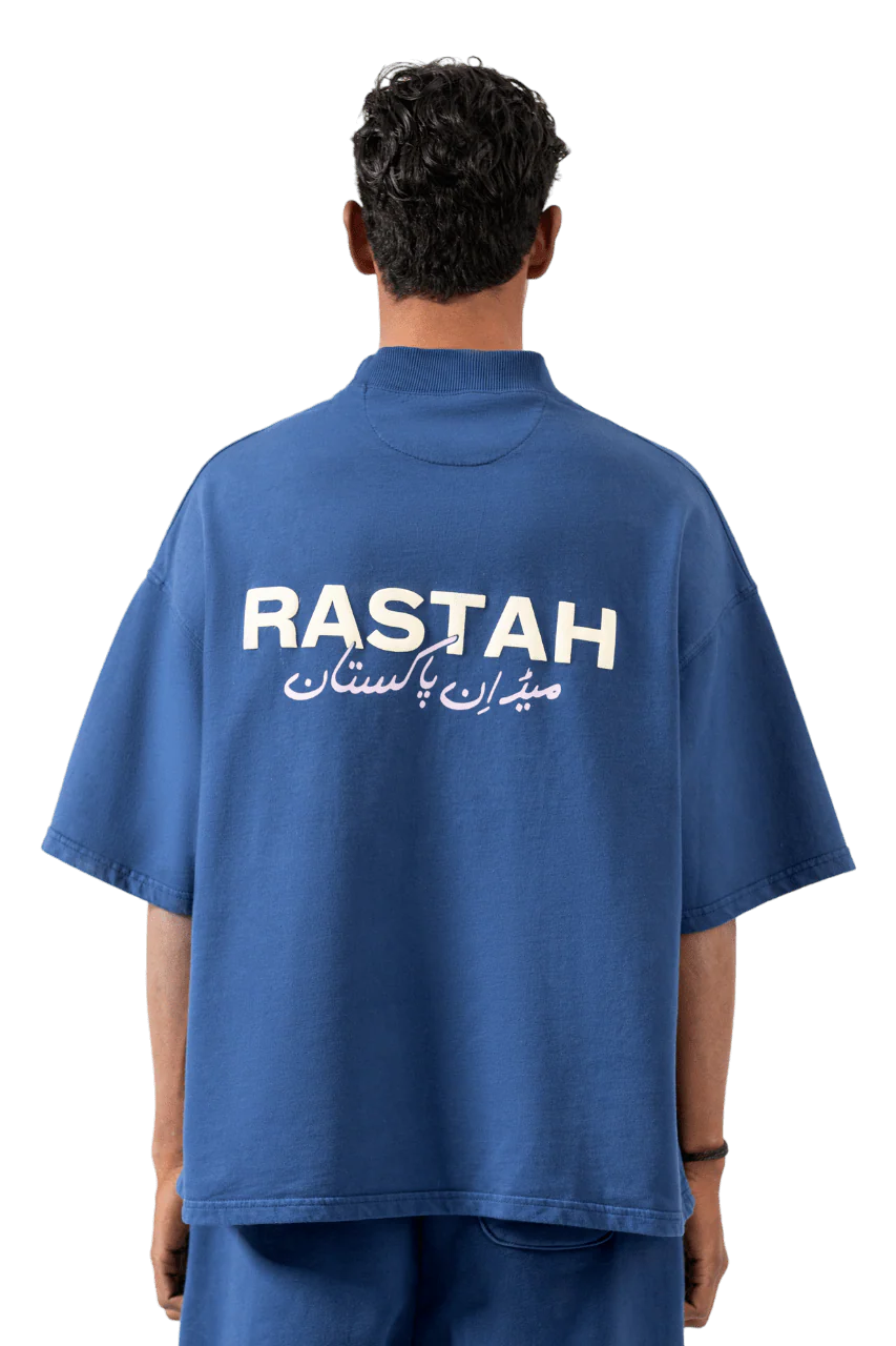 Navy blue made in PAK T-shirt (mock neck) - Image 2