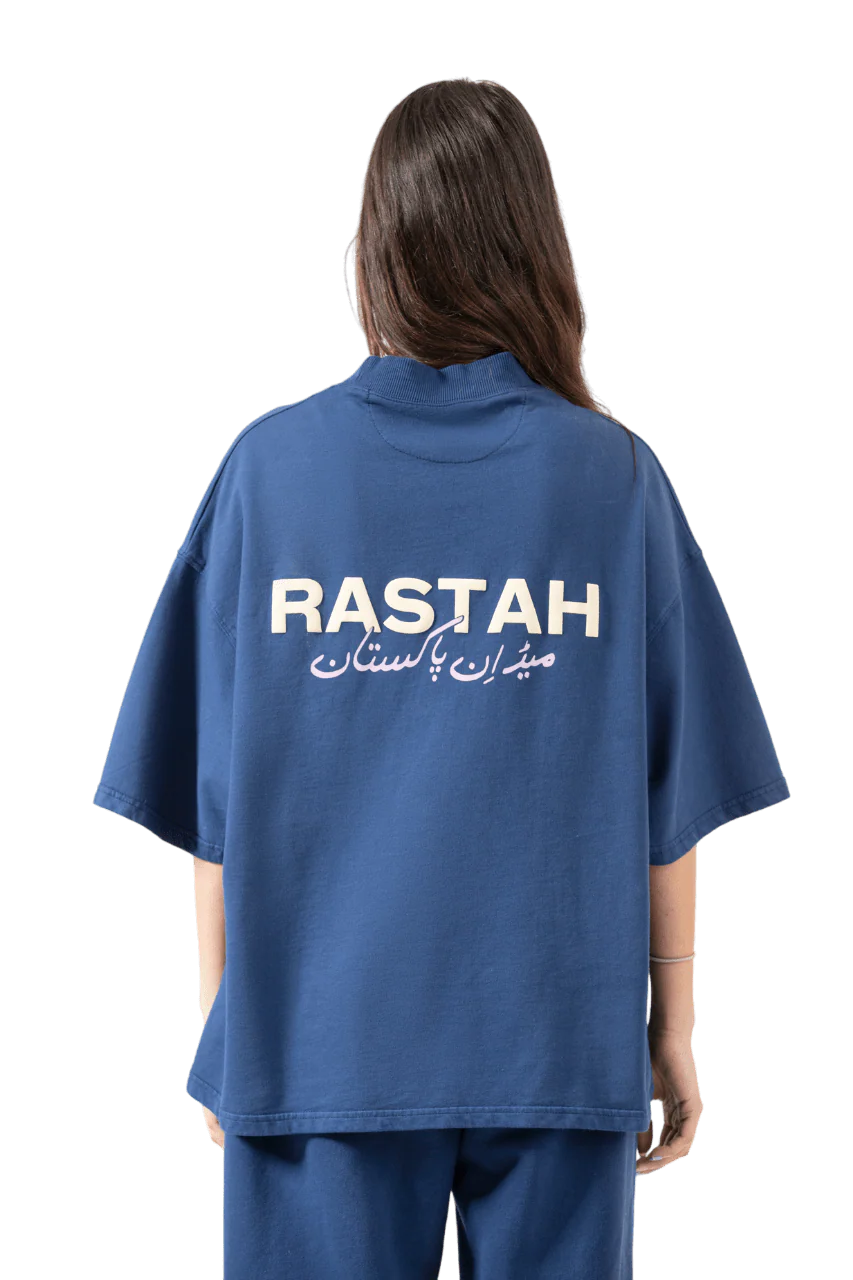 Navy blue made in PAK T-shirt (mock neck) - Image 8