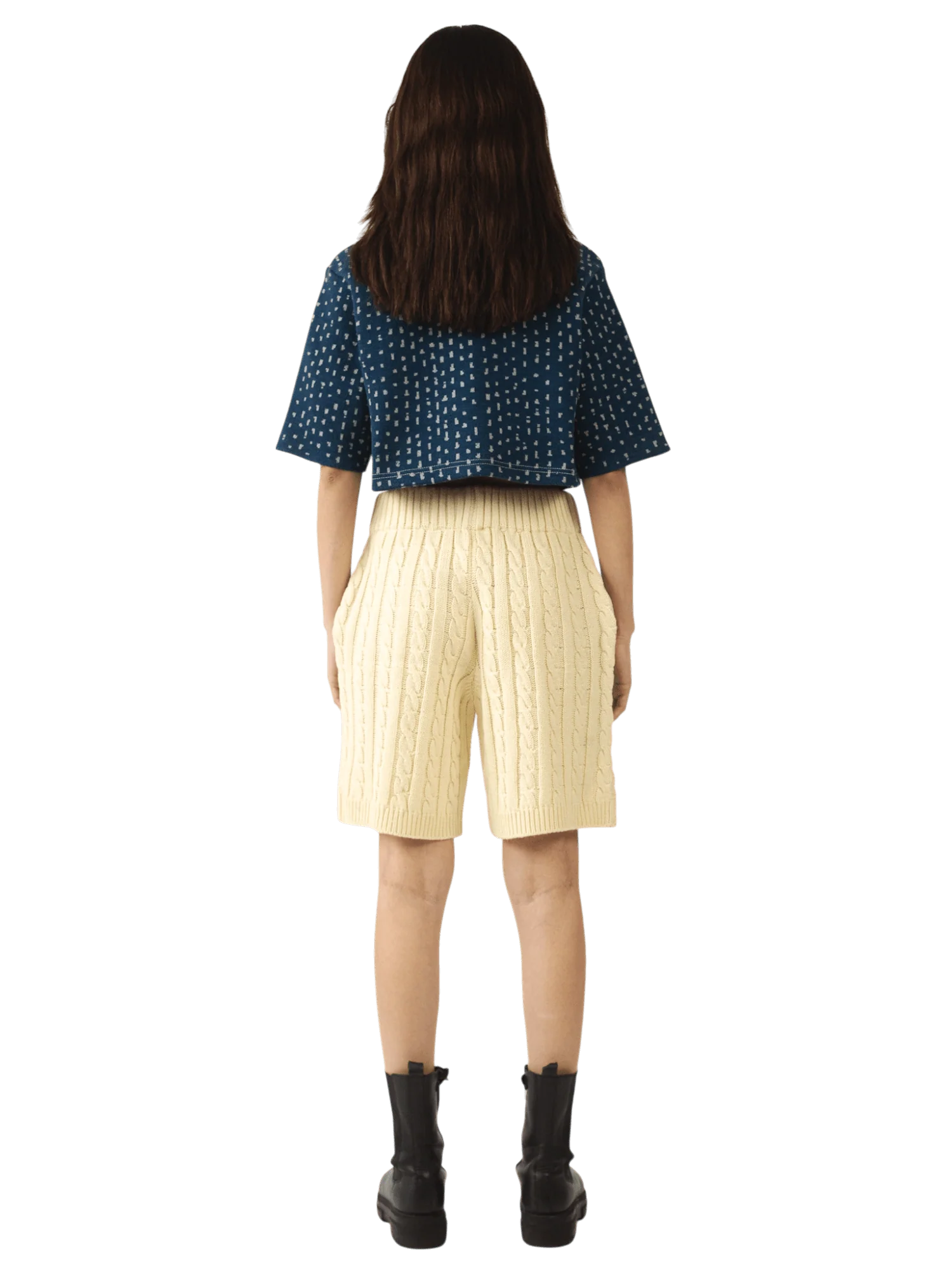 Navy knit jacquard crop top - Image 6