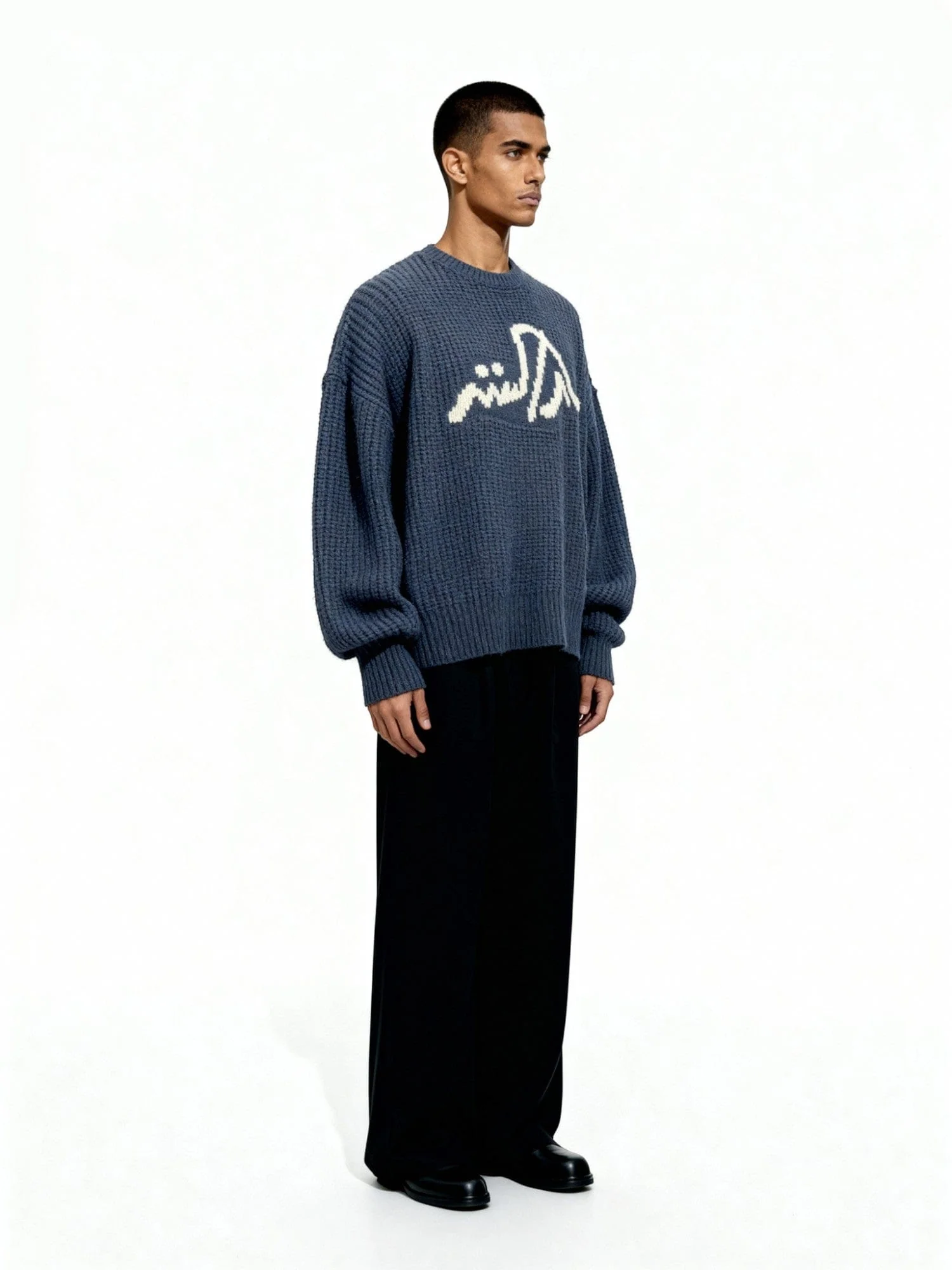 Navy chunky knit logo sweater - Image 6