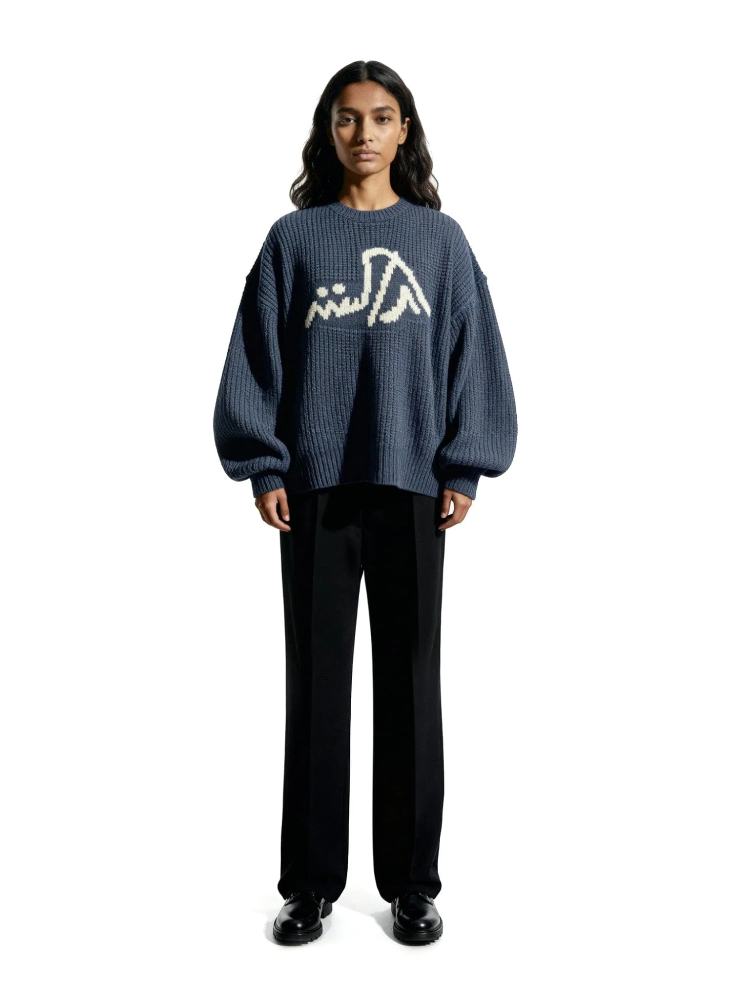 Navy chunky knit logo sweater - Image 8