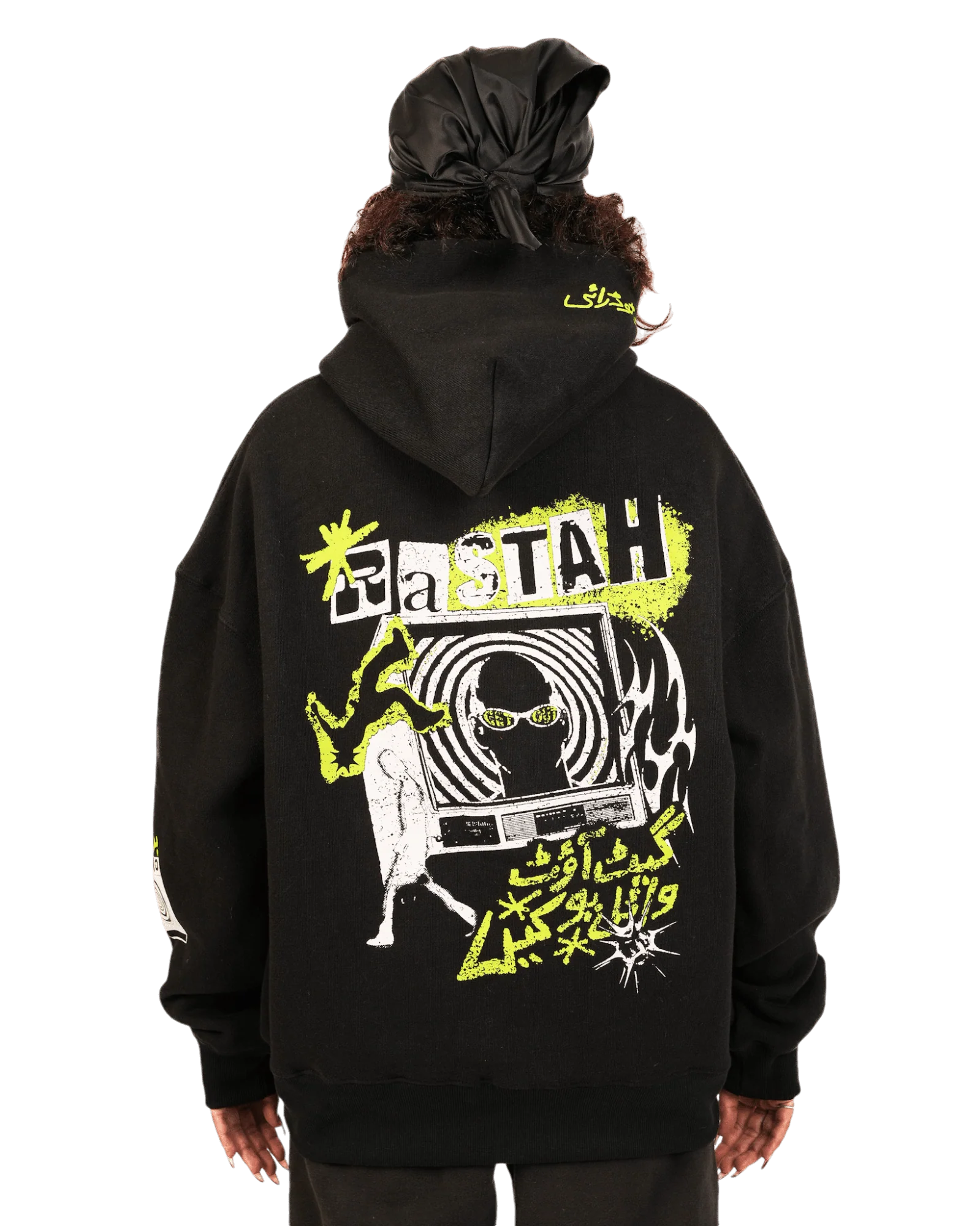 "Neon lights" black hoodie - Image 9
