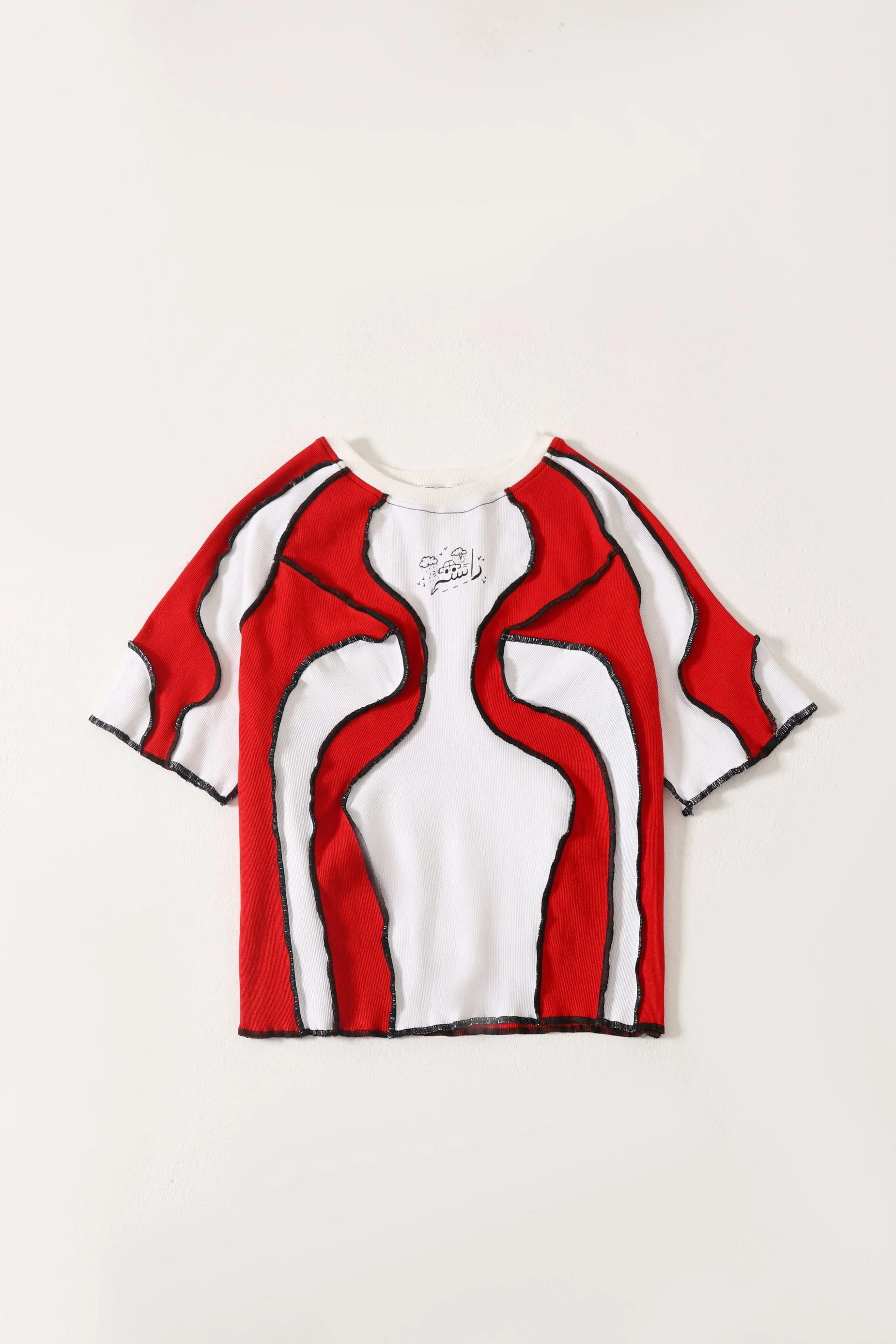 Upcycled wavy knit top