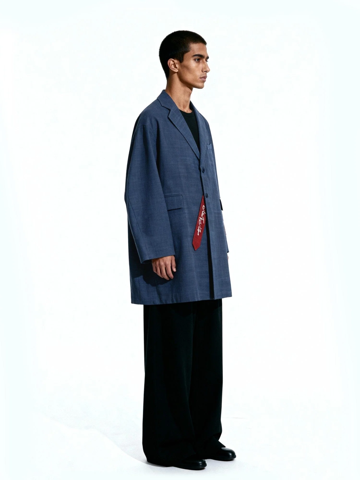 Oversized blue notch collar overcoat - Image 6
