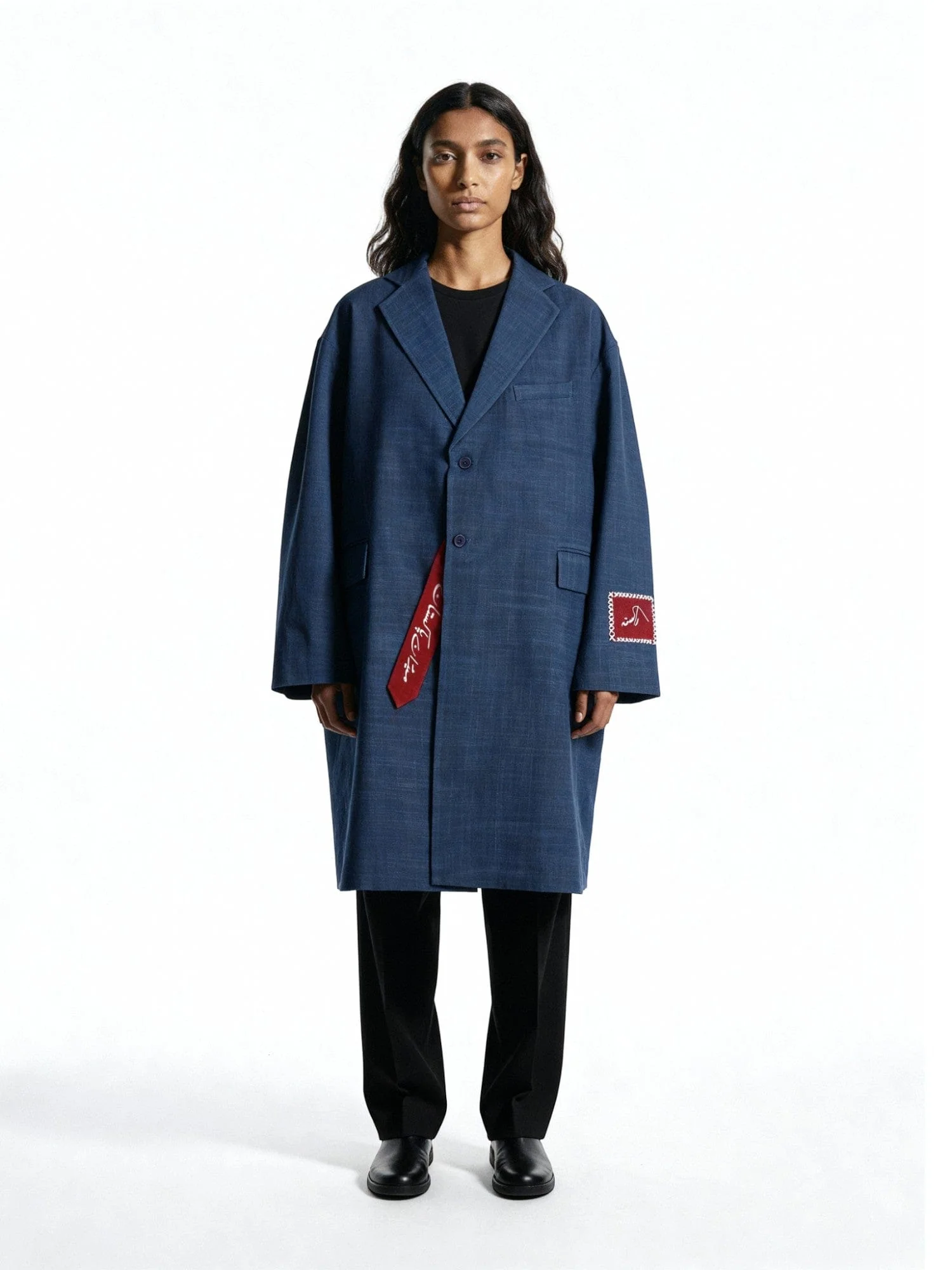 Oversized blue notch collar overcoat - Image 8
