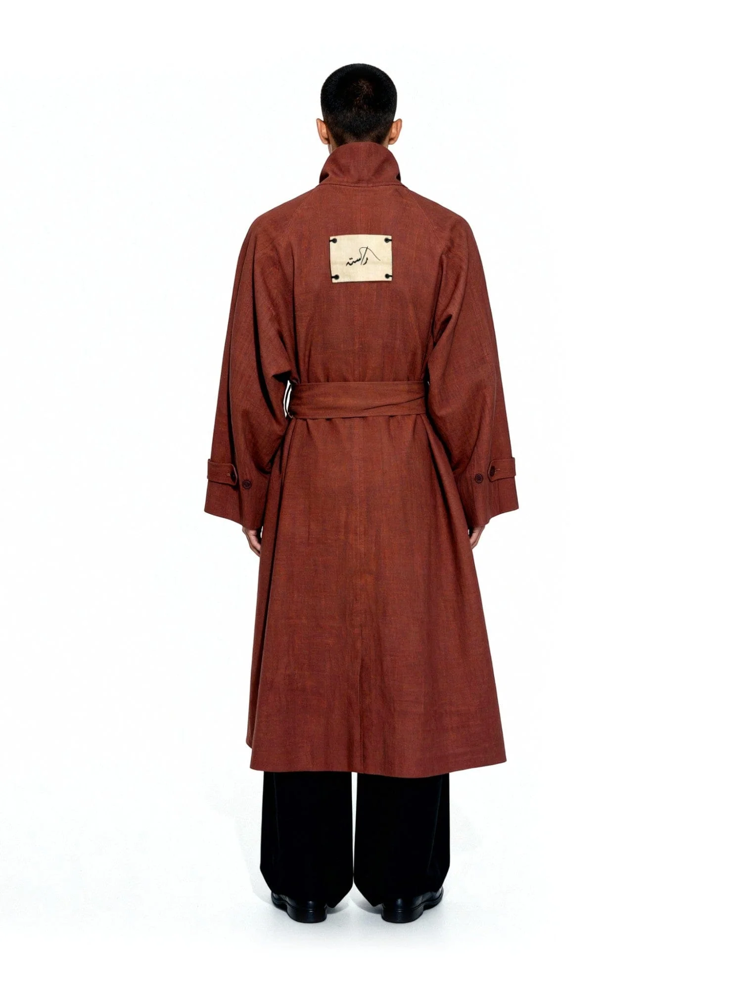 Oversized cognac trench coat - Image 2