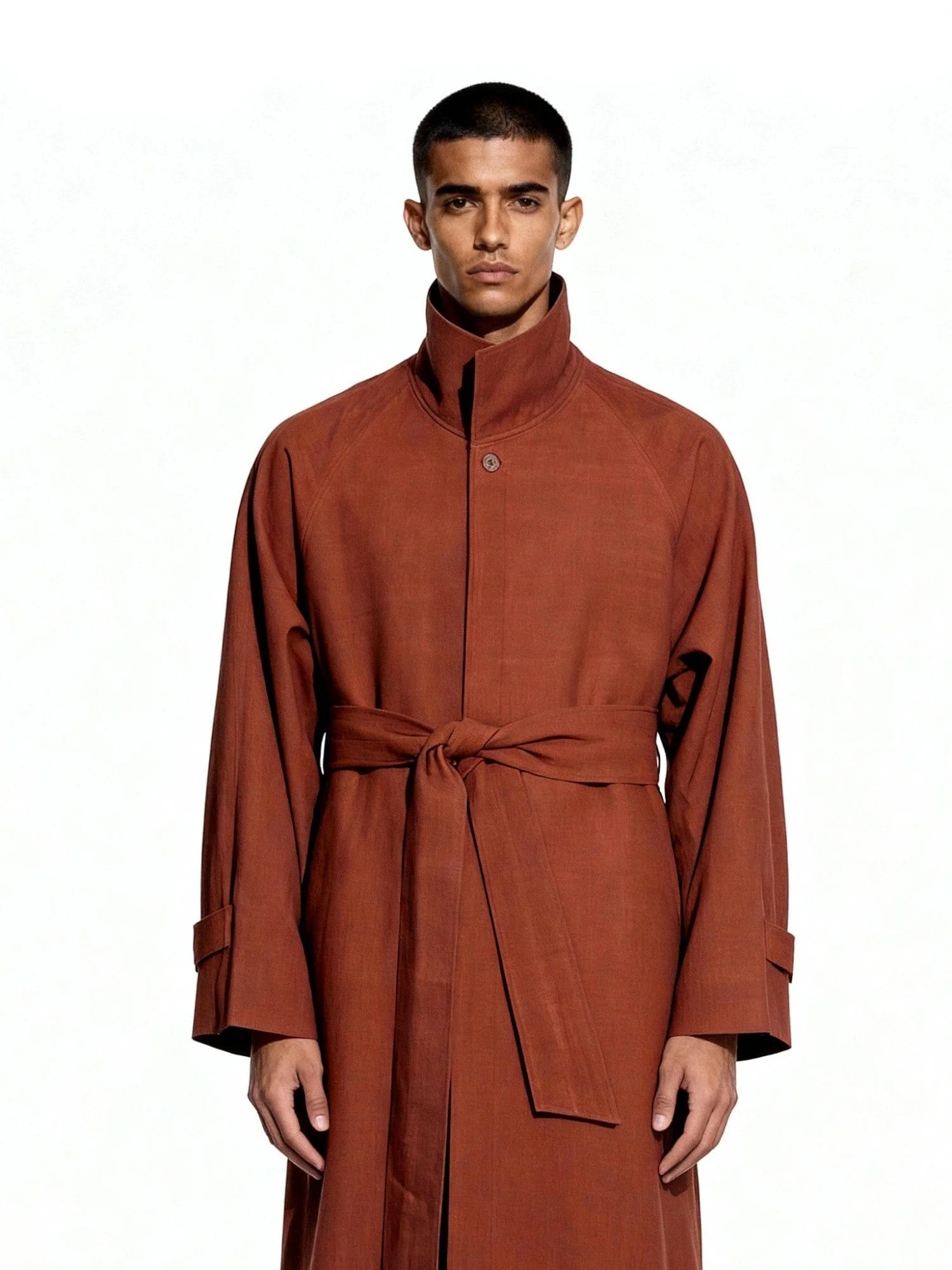 Oversized cognac trench coat - Image 4