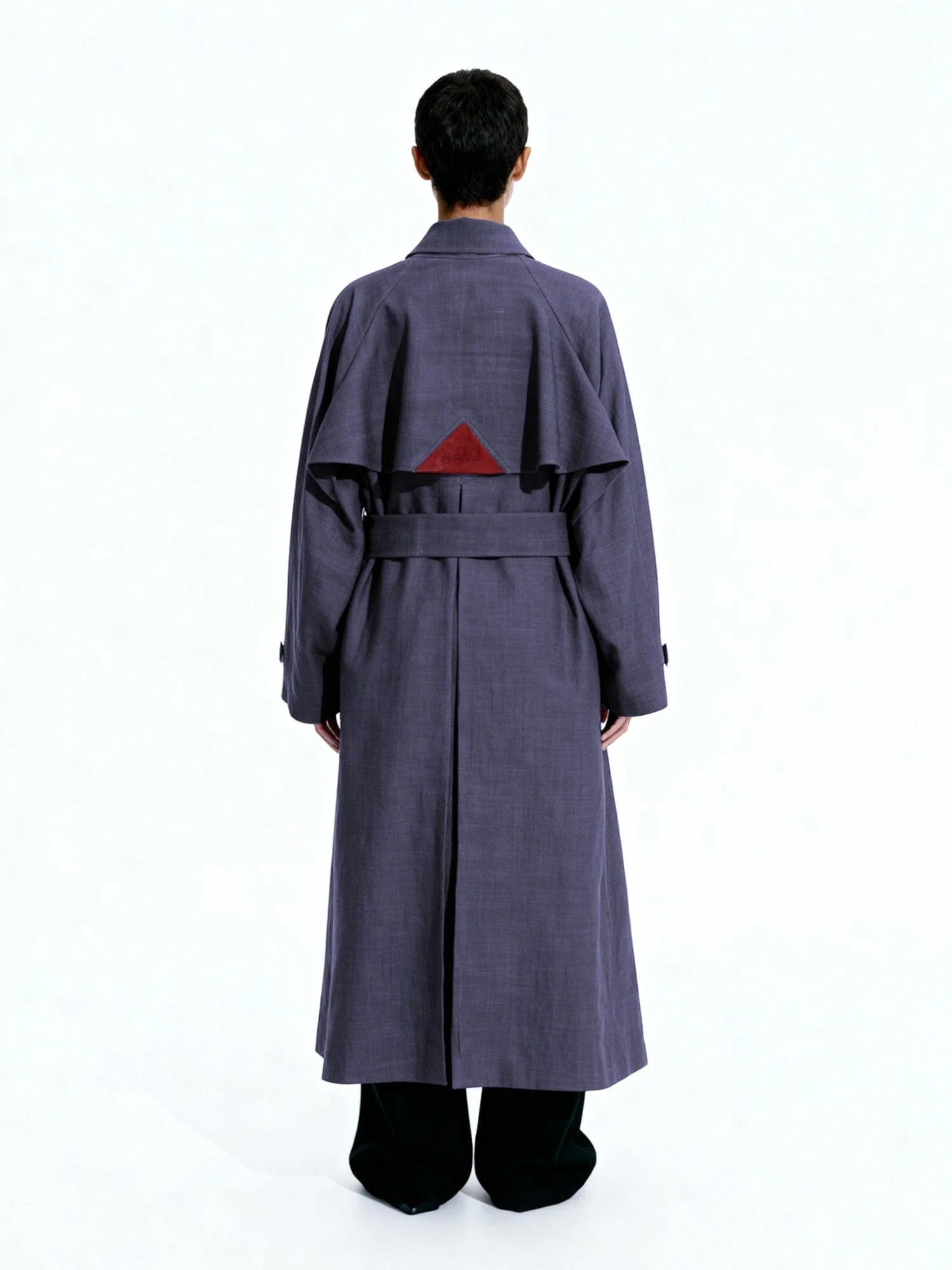 Oversized slate grey trench coat - Image 10