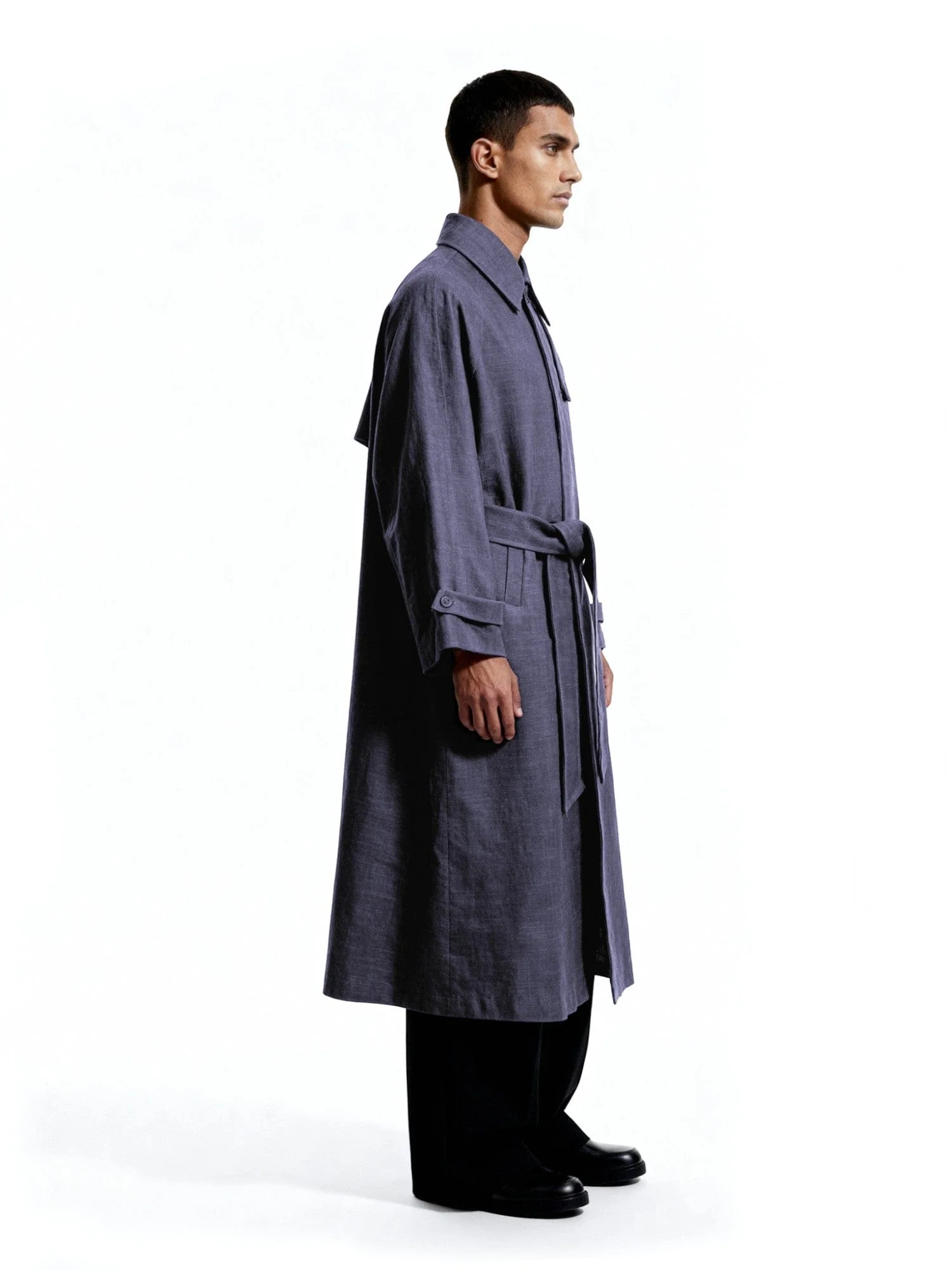 Oversized slate grey trench coat - Image 6