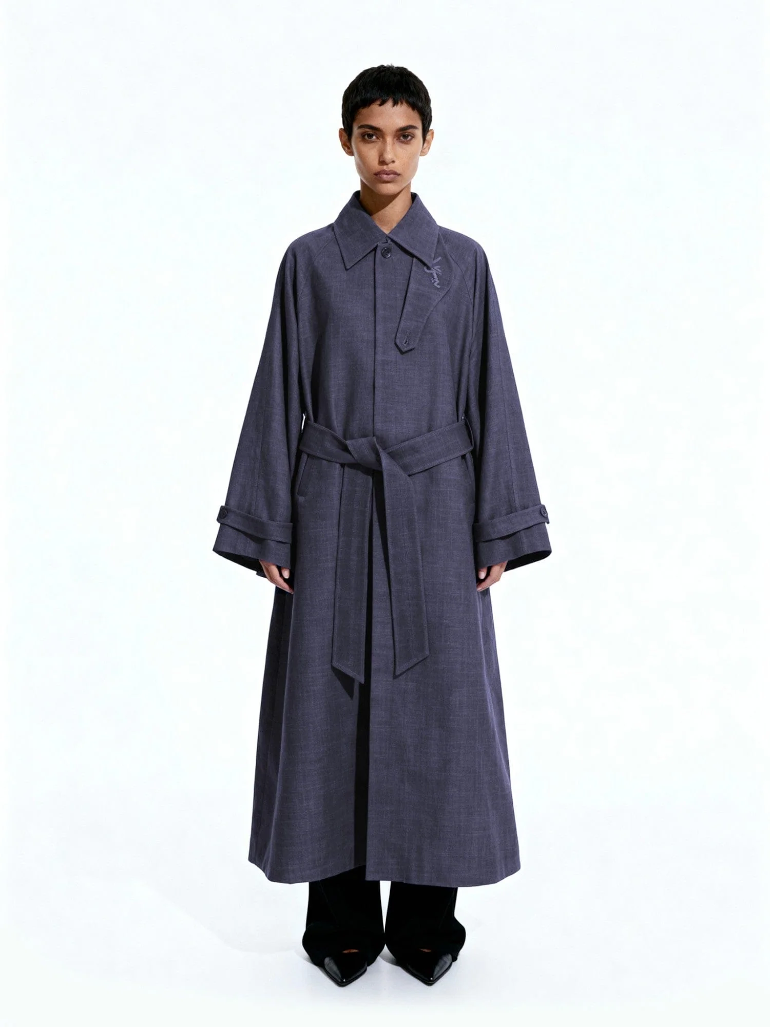 Oversized slate grey trench coat - Image 8