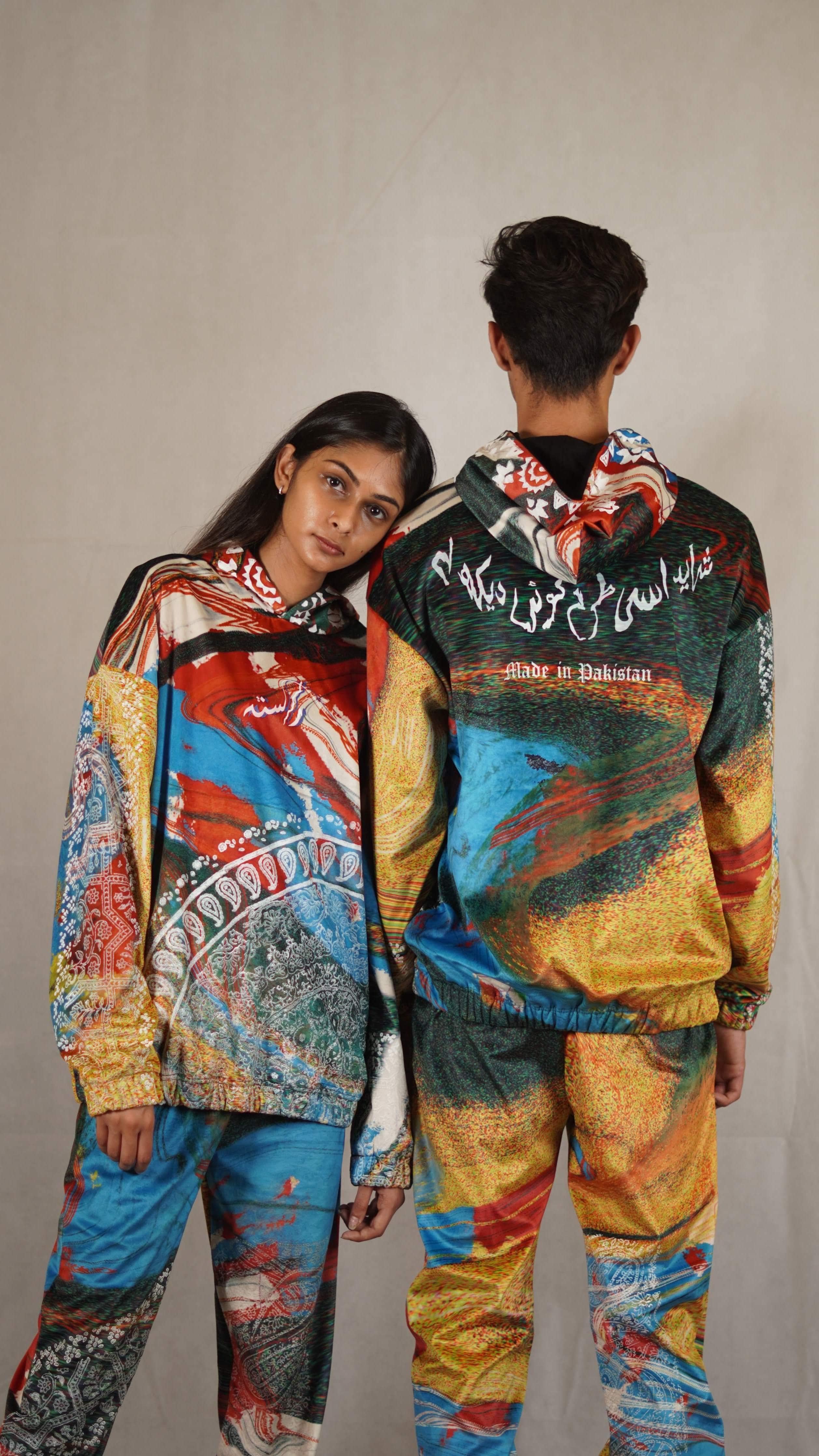 Hand block printed "rave" velvet hoodie - Image 10