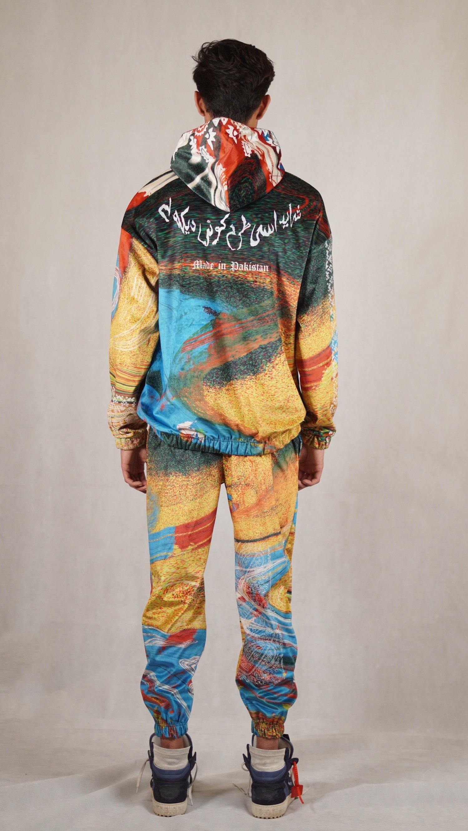 Hand block printed "rave" velvet hoodie - Image 12
