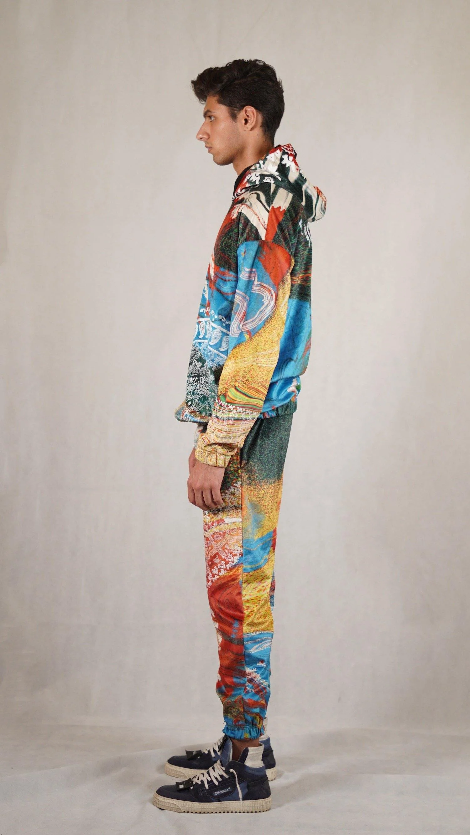 Hand block printed "rave" velvet hoodie - Image 13