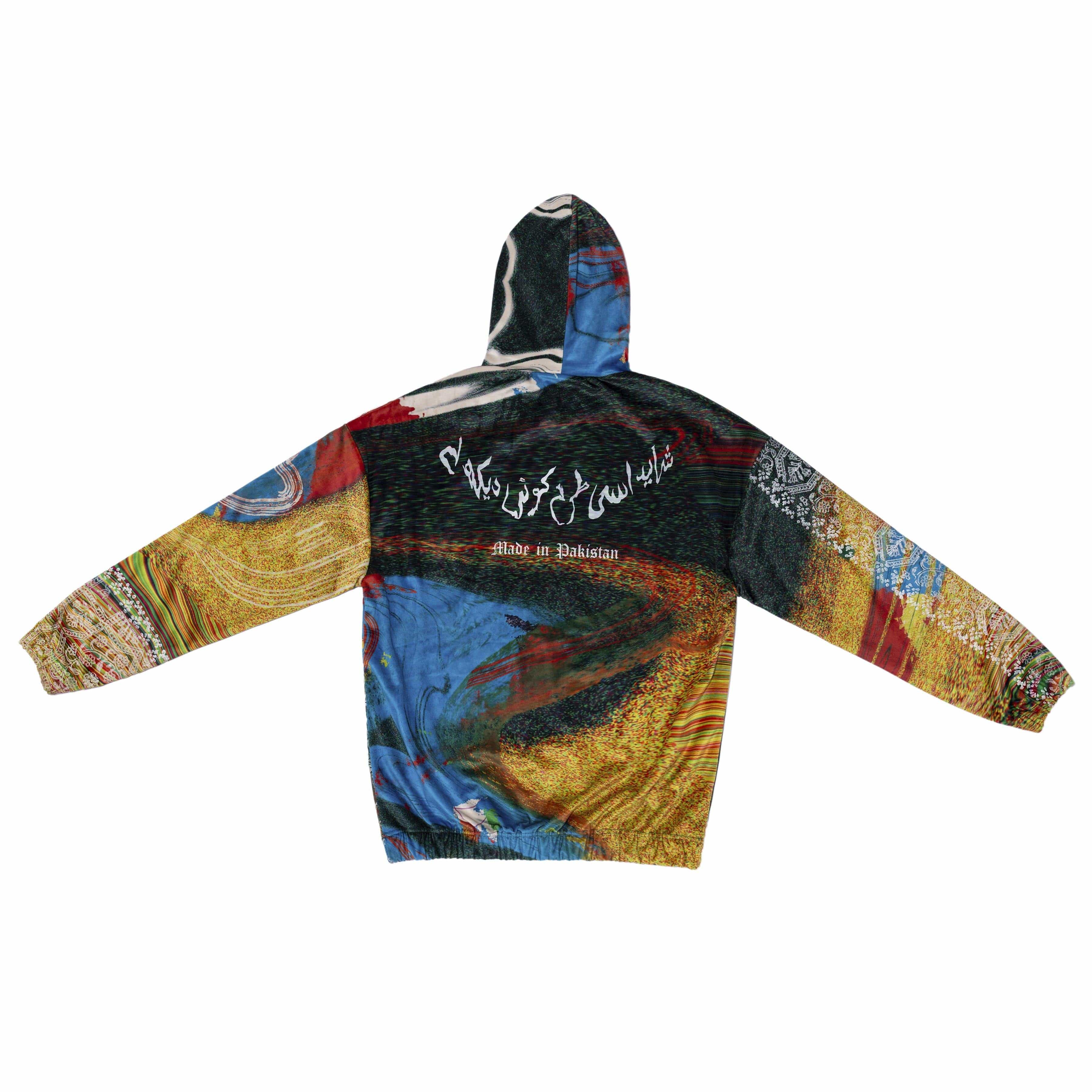 Hand block printed "rave" velvet hoodie - Image 3