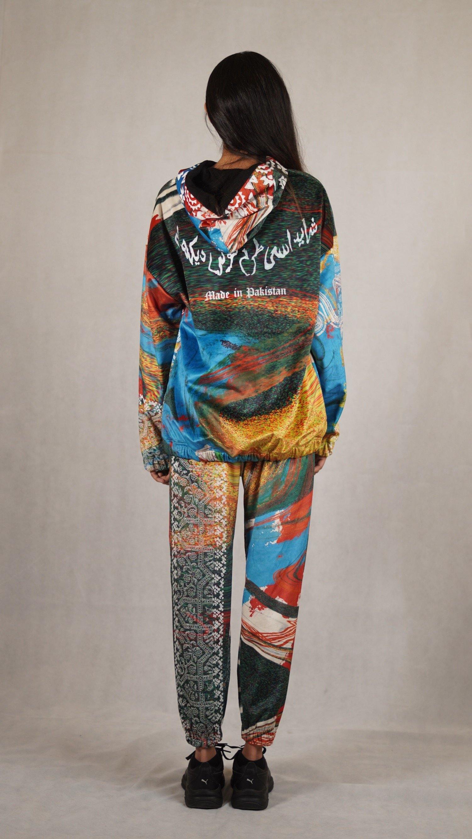 Hand block printed "rave" velvet hoodie - Image 7