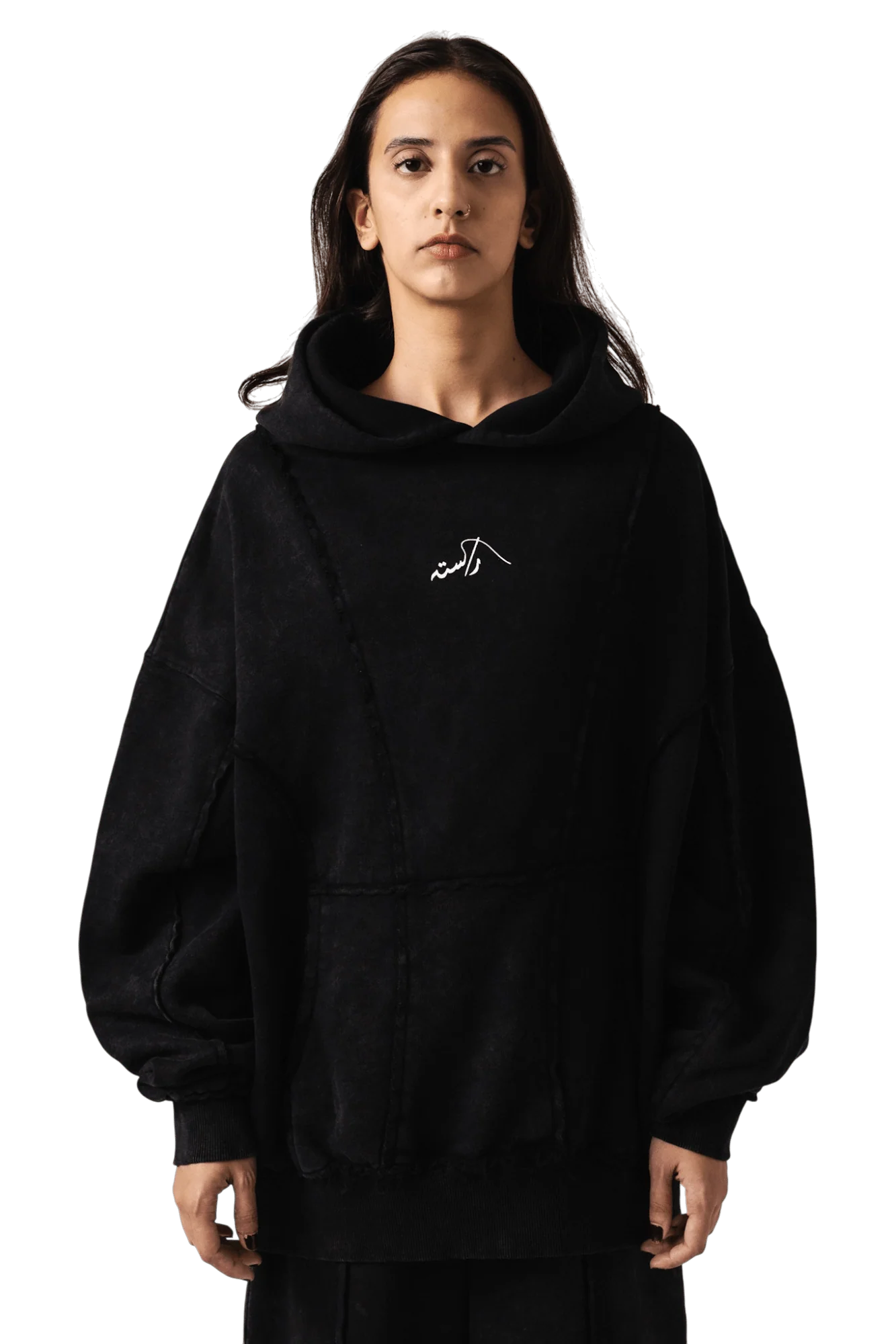 Paneled acid wash hoodie - Image 10