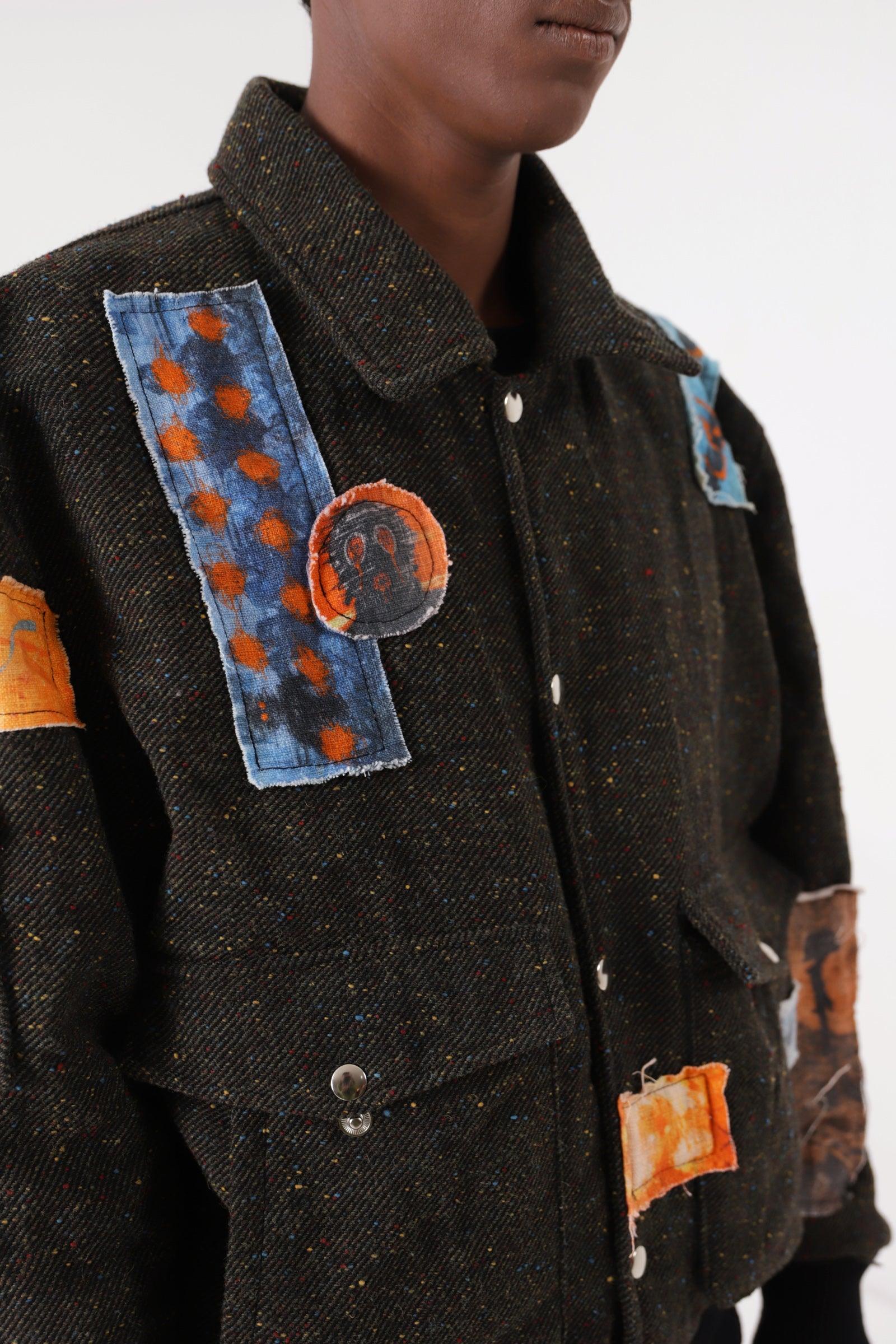 Patchwork handwoven bomber jacket - Image 4