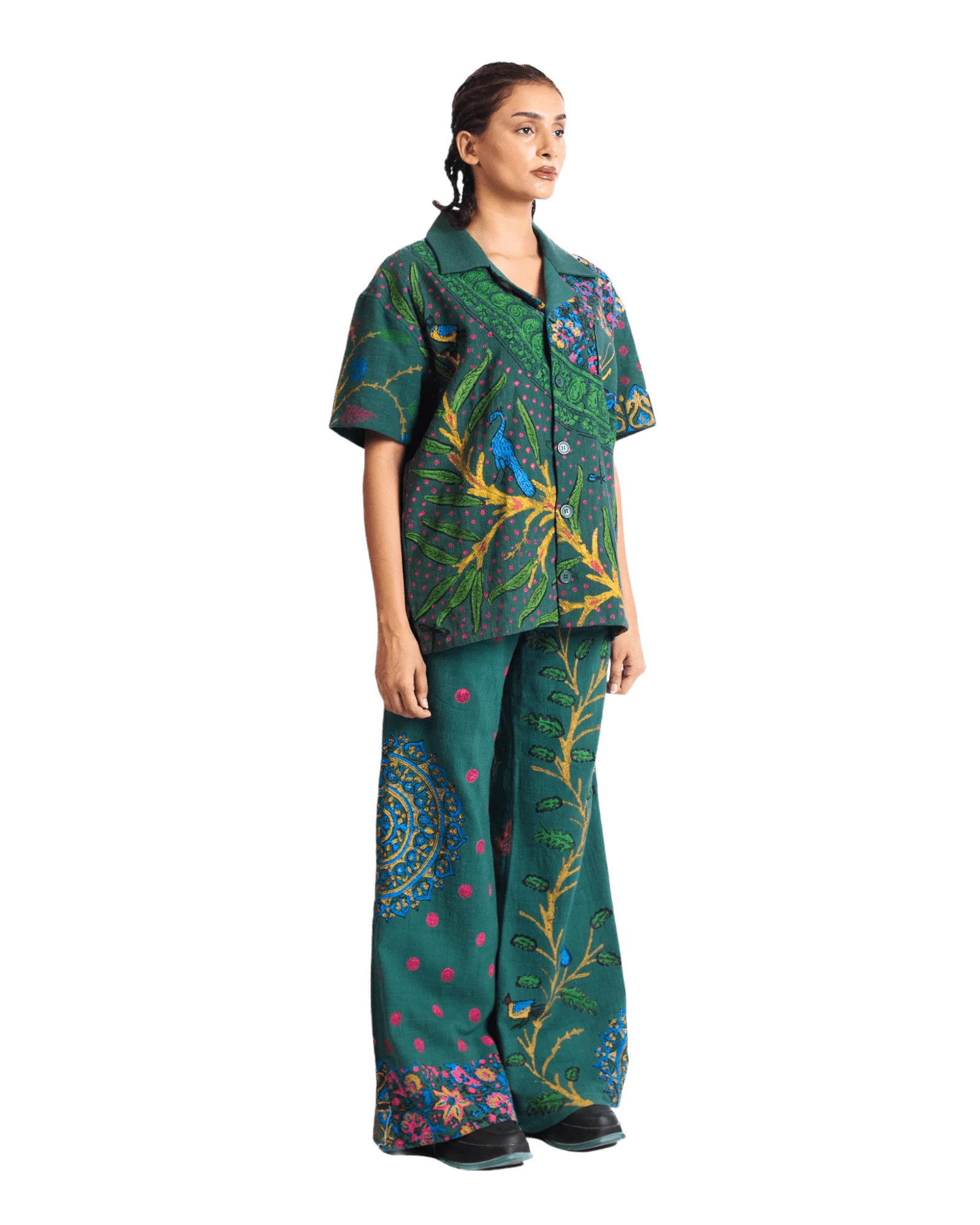 "Peacock garden" block print button-down - Image 11