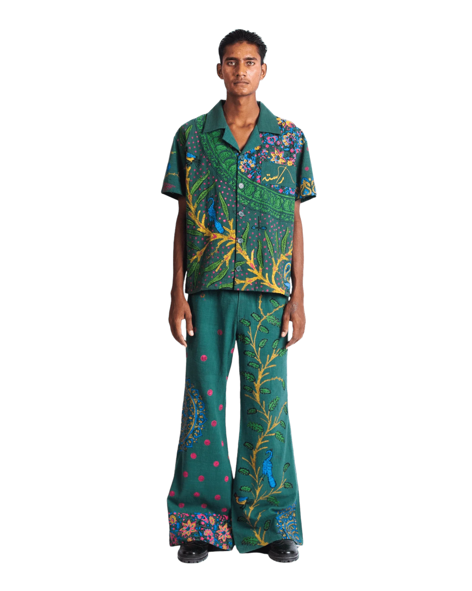"Peacock garden" block print button-down - Image 4