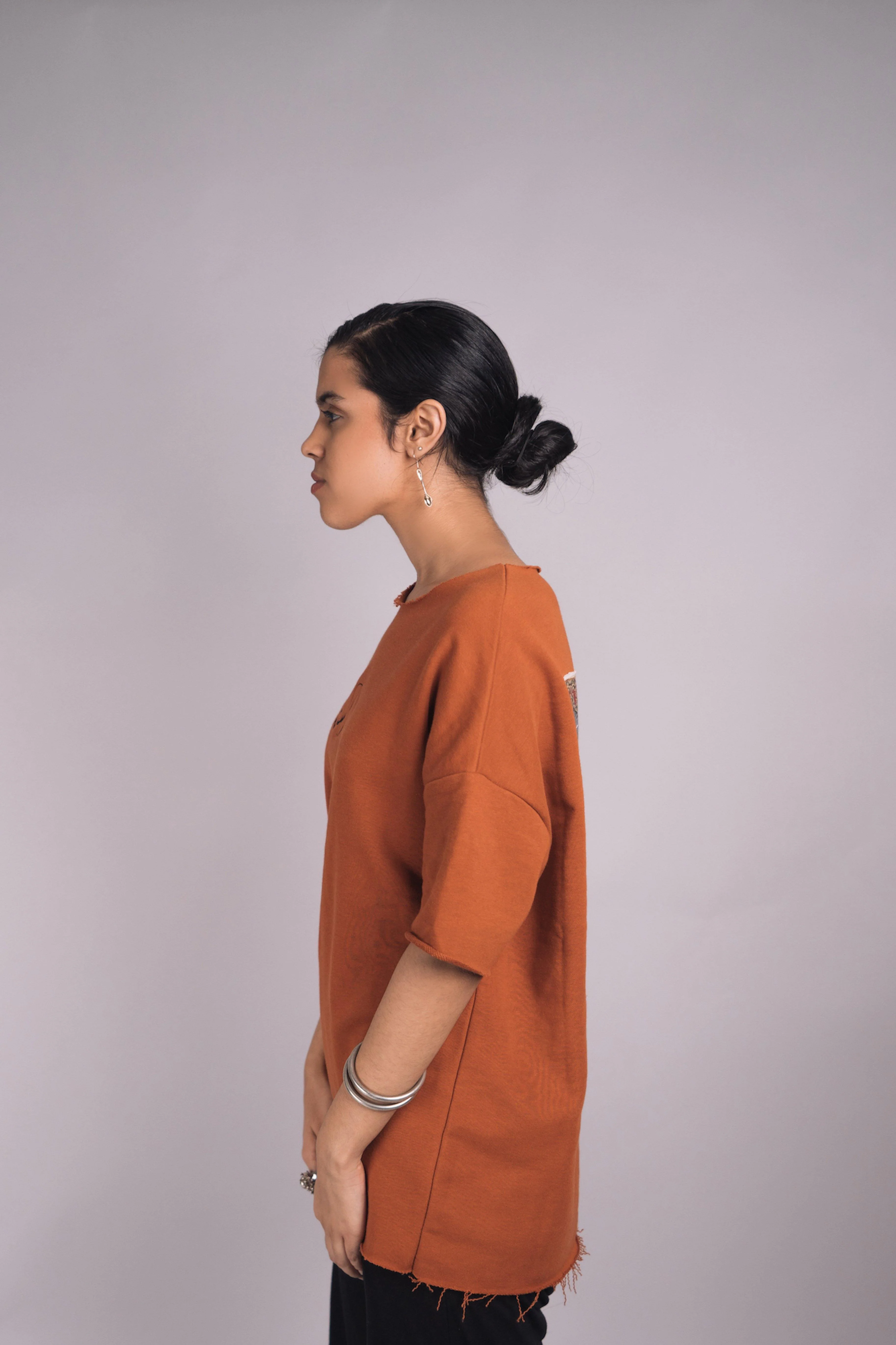 Heavy weight rust orange pop-art T-shirt - Image 5