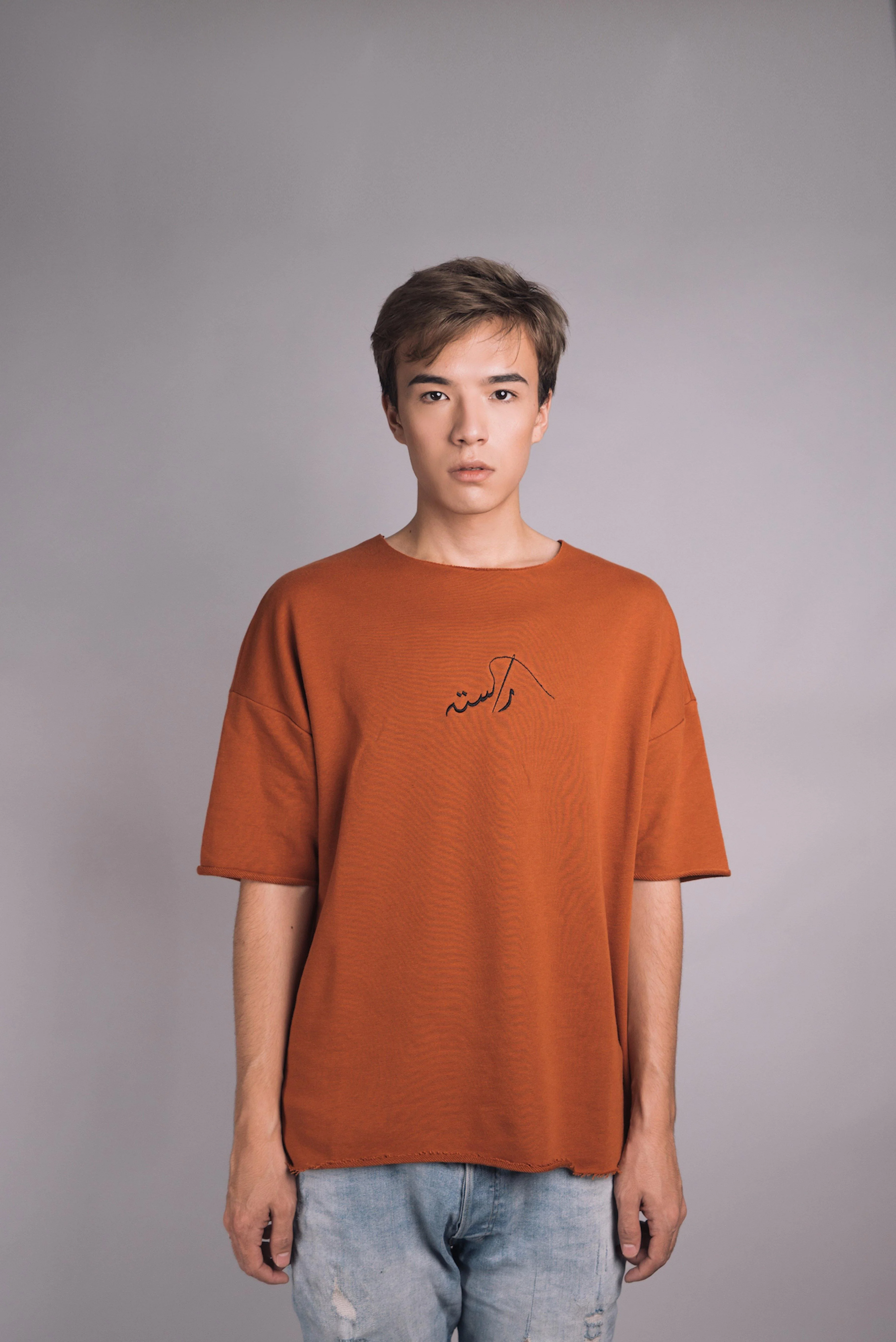 Heavy weight rust orange pop-art T-shirt - Image 8