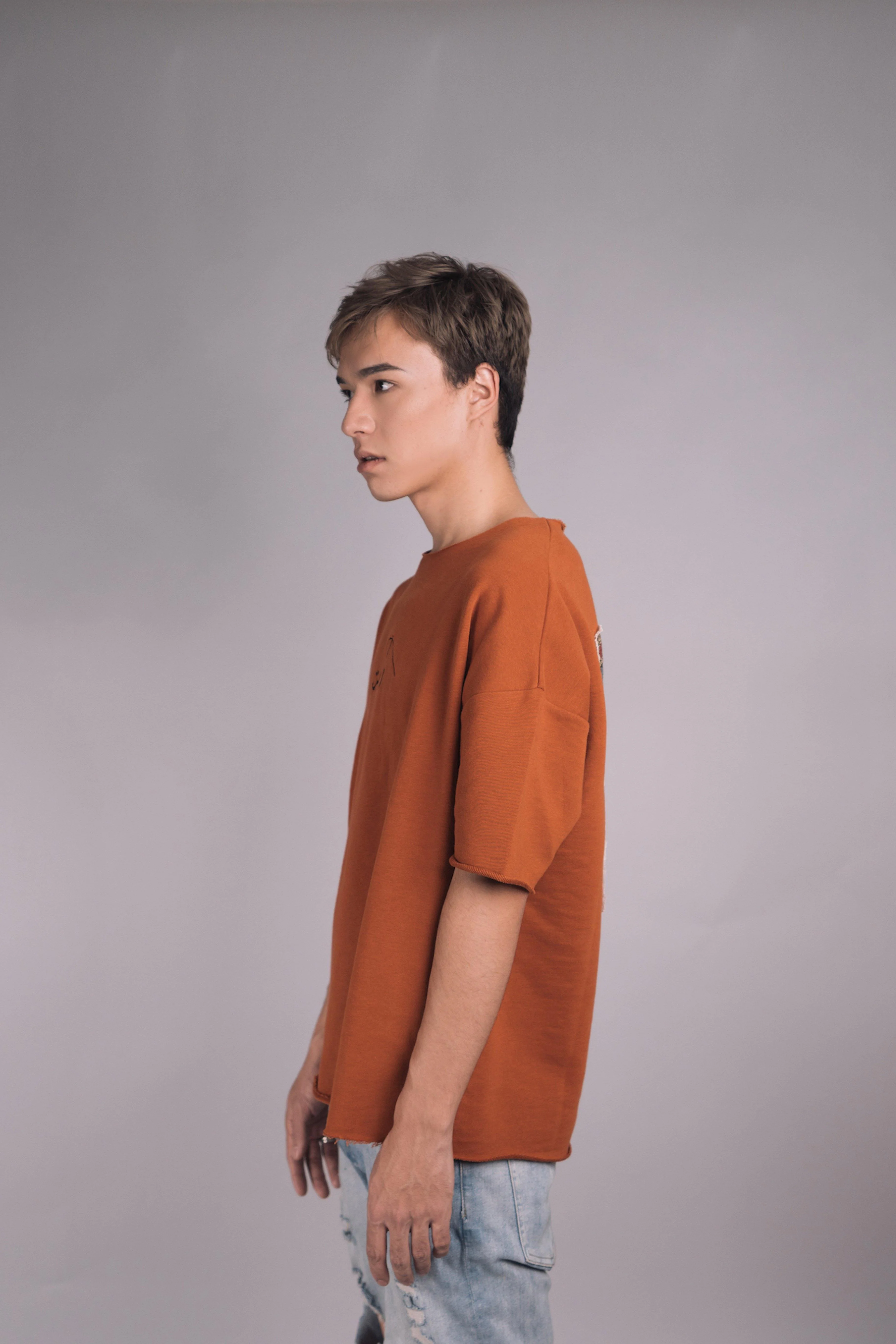 Heavy weight rust orange pop-art T-shirt - Image 9