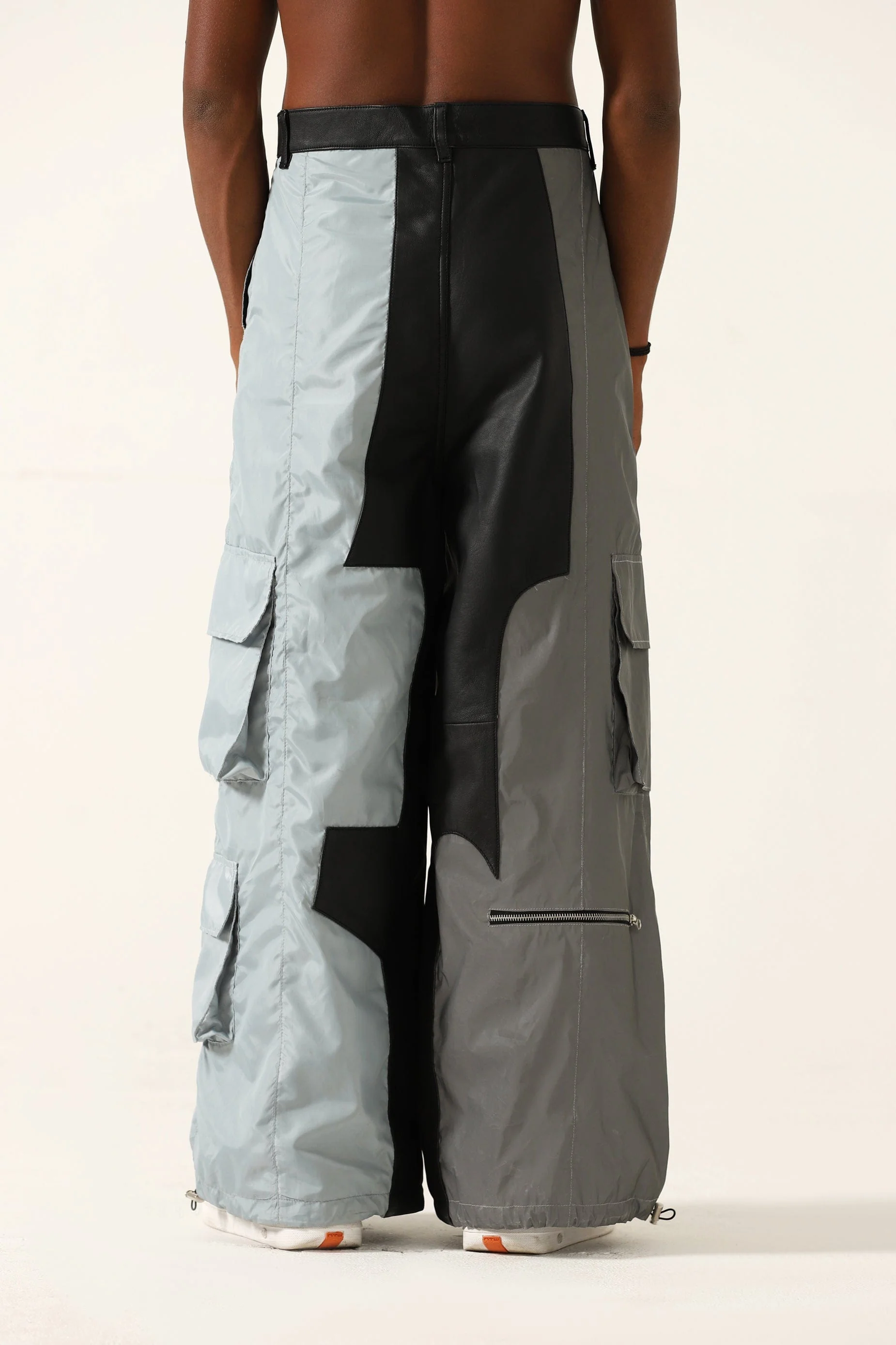"2001" paneled leather/nylon pants - Image 7