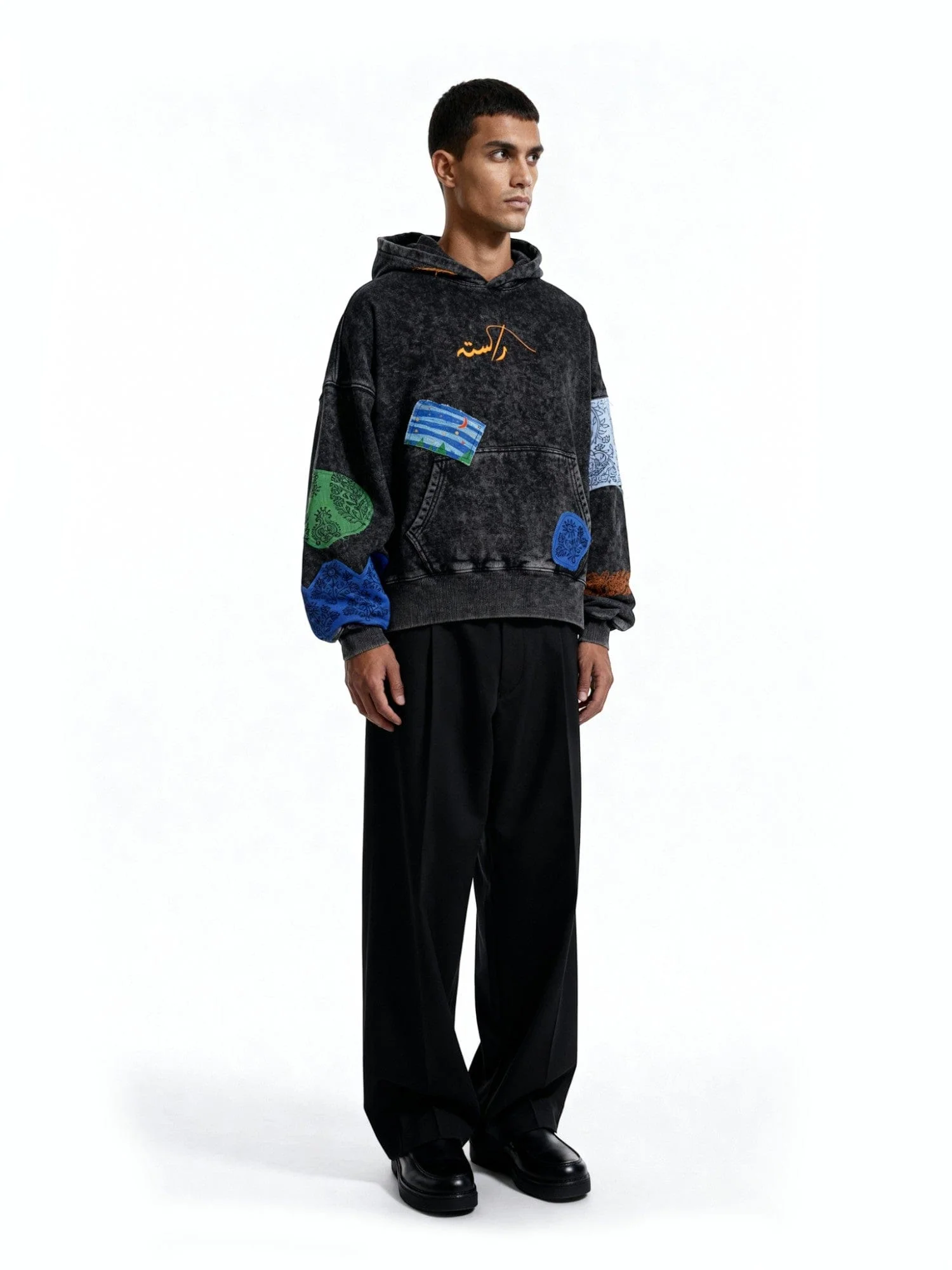 Night sky patchwork hoodie - Image 6