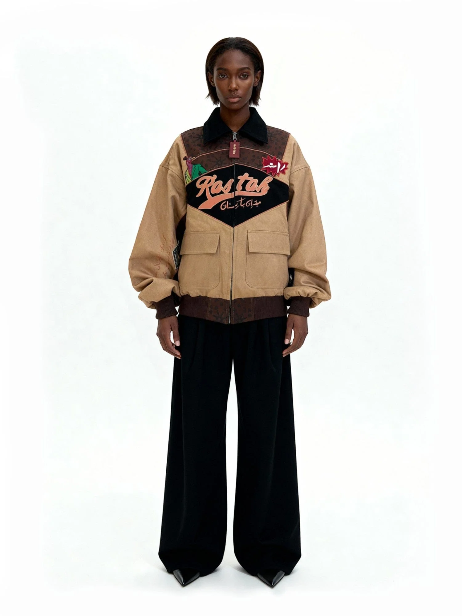 Embroidered denim bomber jacket - Image 8