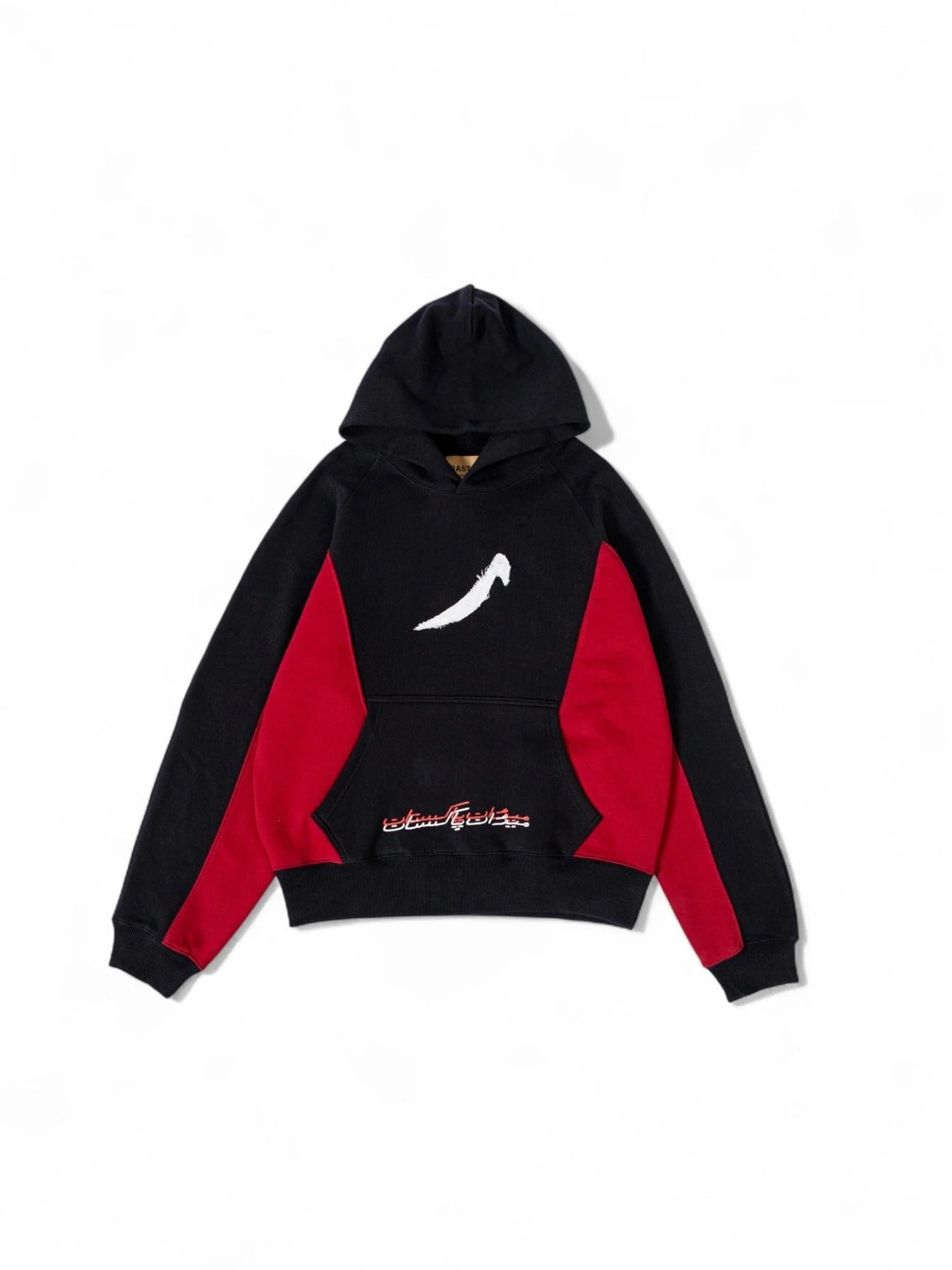 Red and black panelled hoodie - Image 3