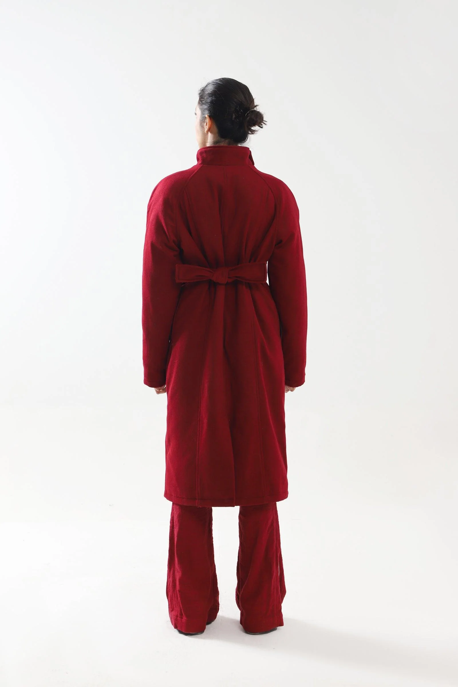 Red woolen long coat - Image 4
