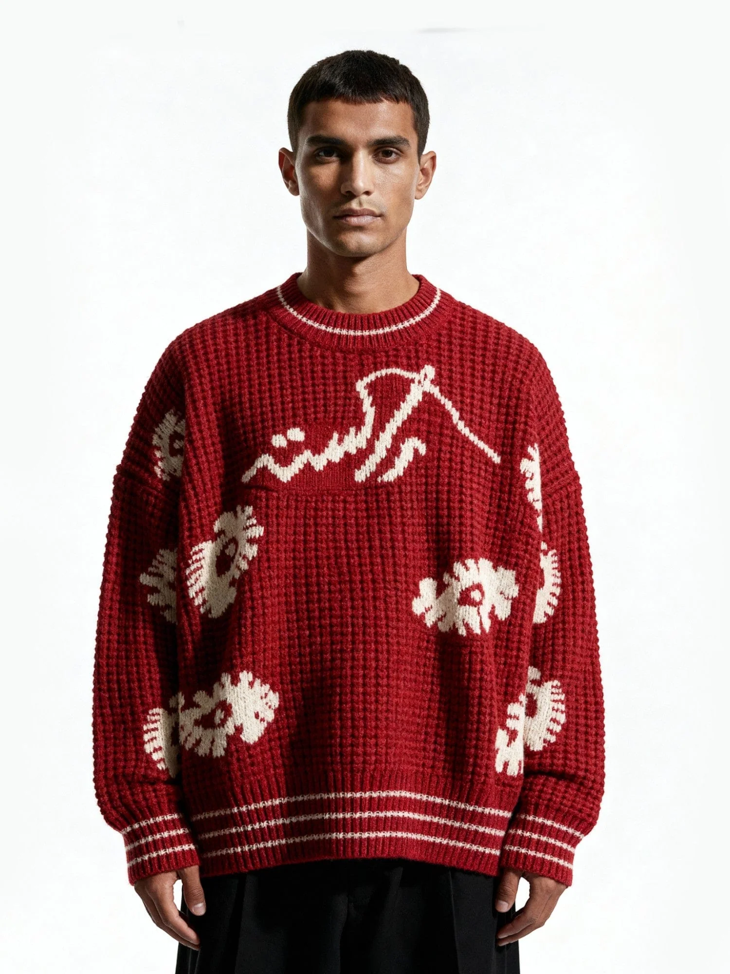 "Love in the fall" paisley chunky knit sweater