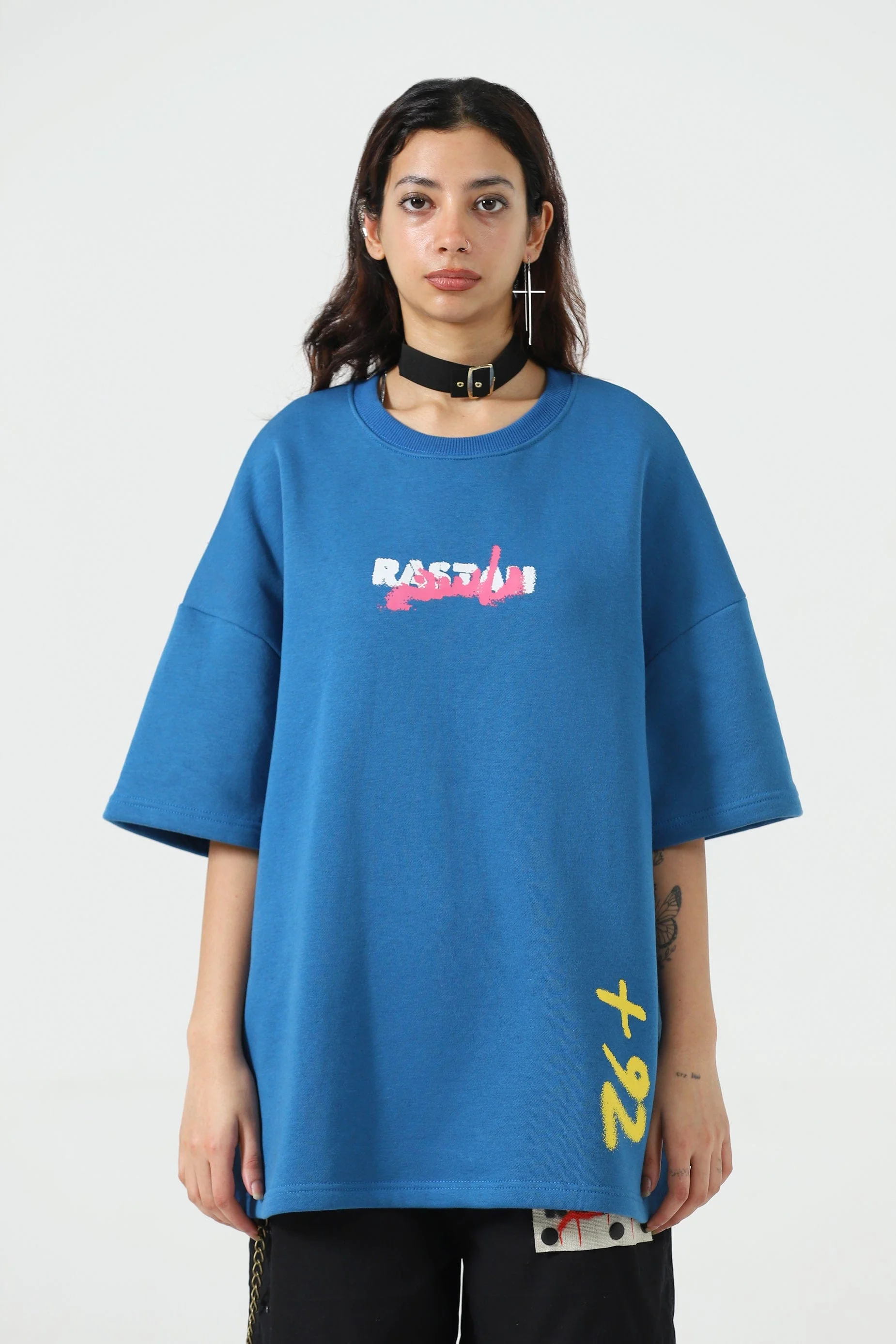 "+92" royal blue patch T-shirt - Image 4