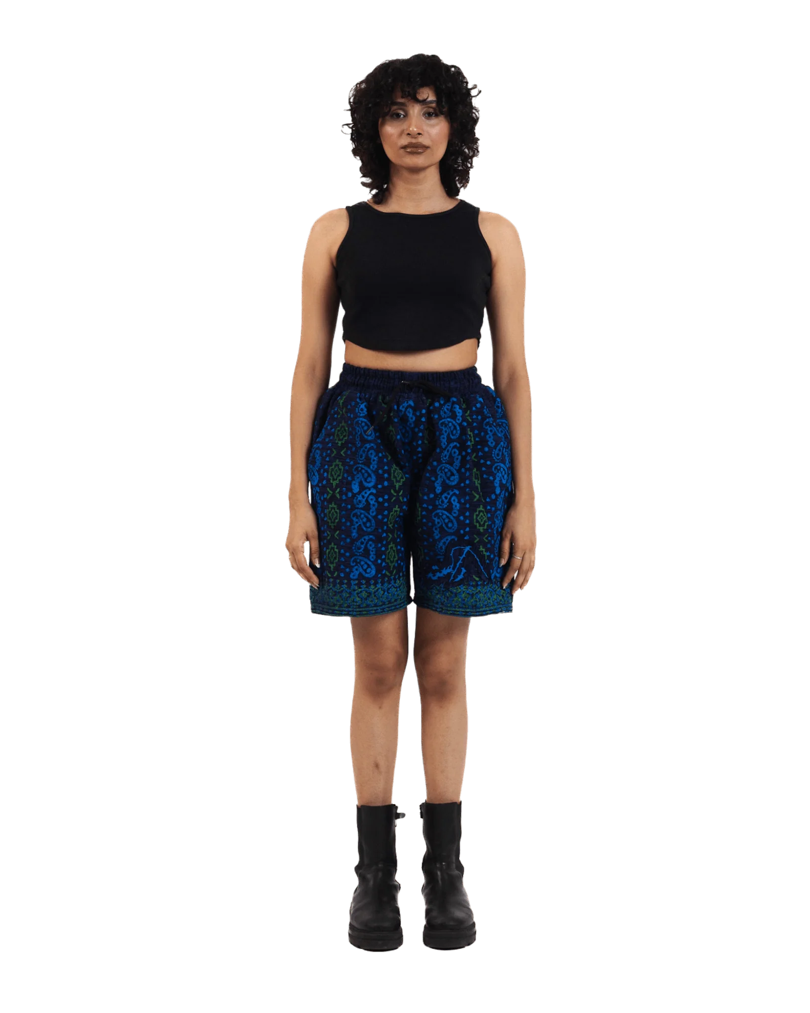 "Ethereal echoes" hand block printed cotton shorts - Image 8