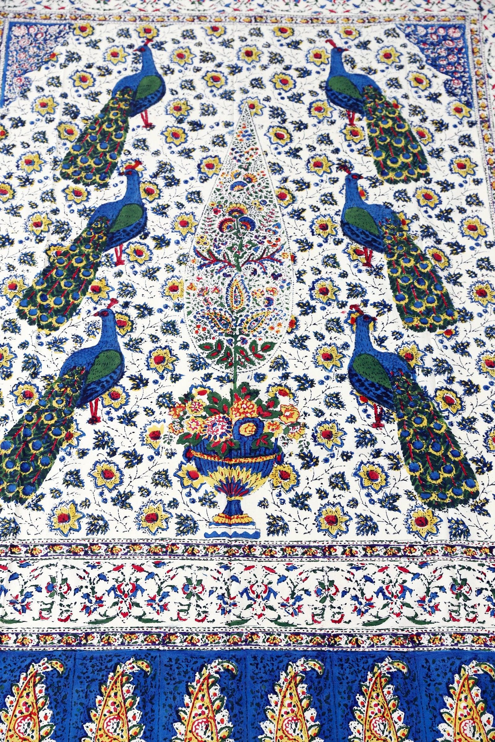 Six peacock block printed tapestry - Image 2