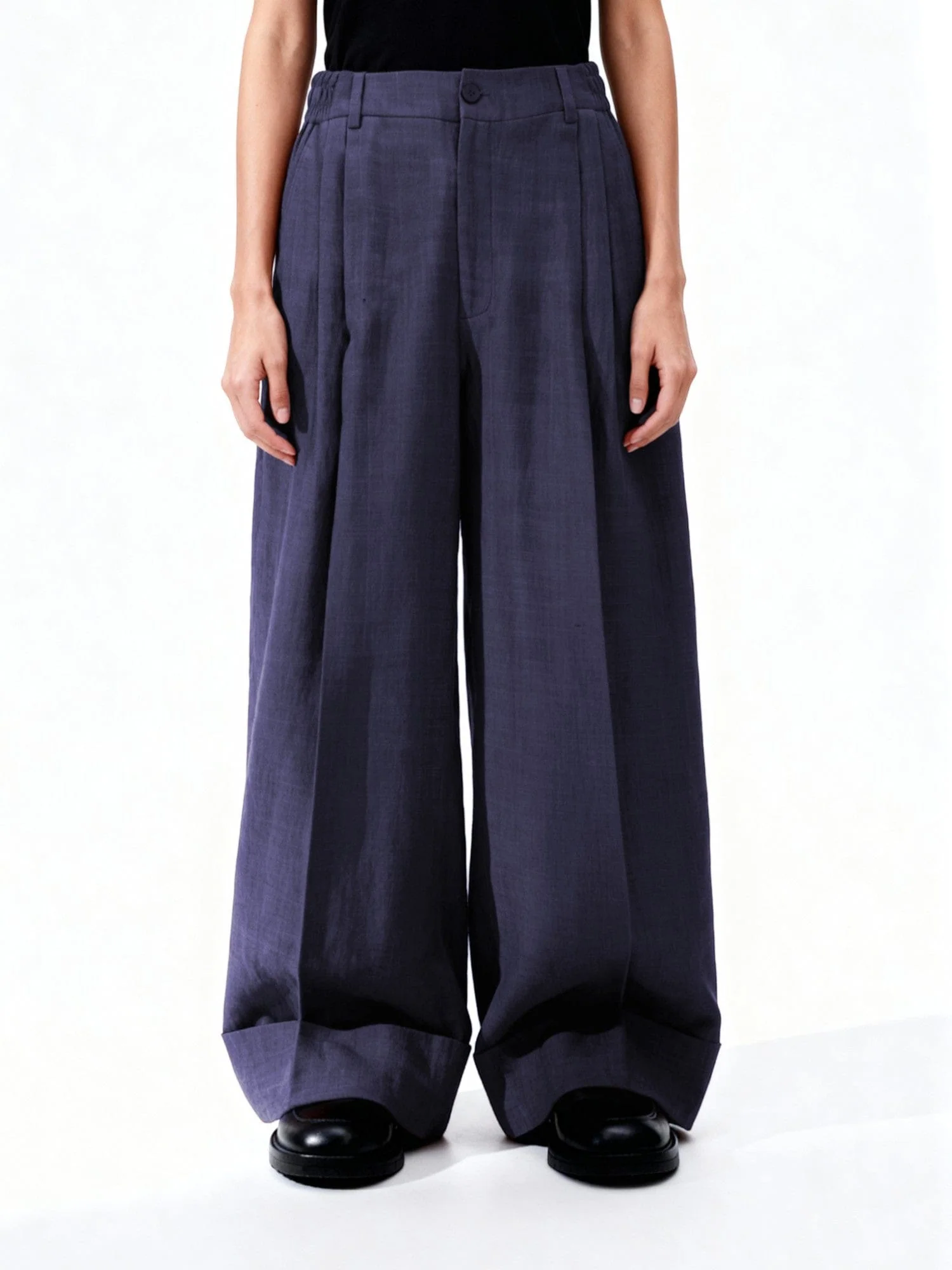 Slate grey double pleated khaddar trousers - Image 7