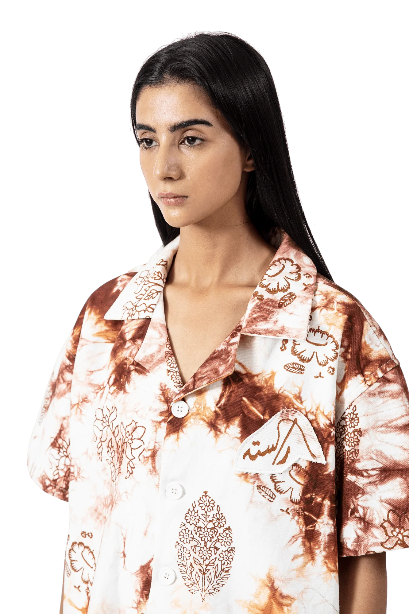 Smoked block print denim button-down - Image 14