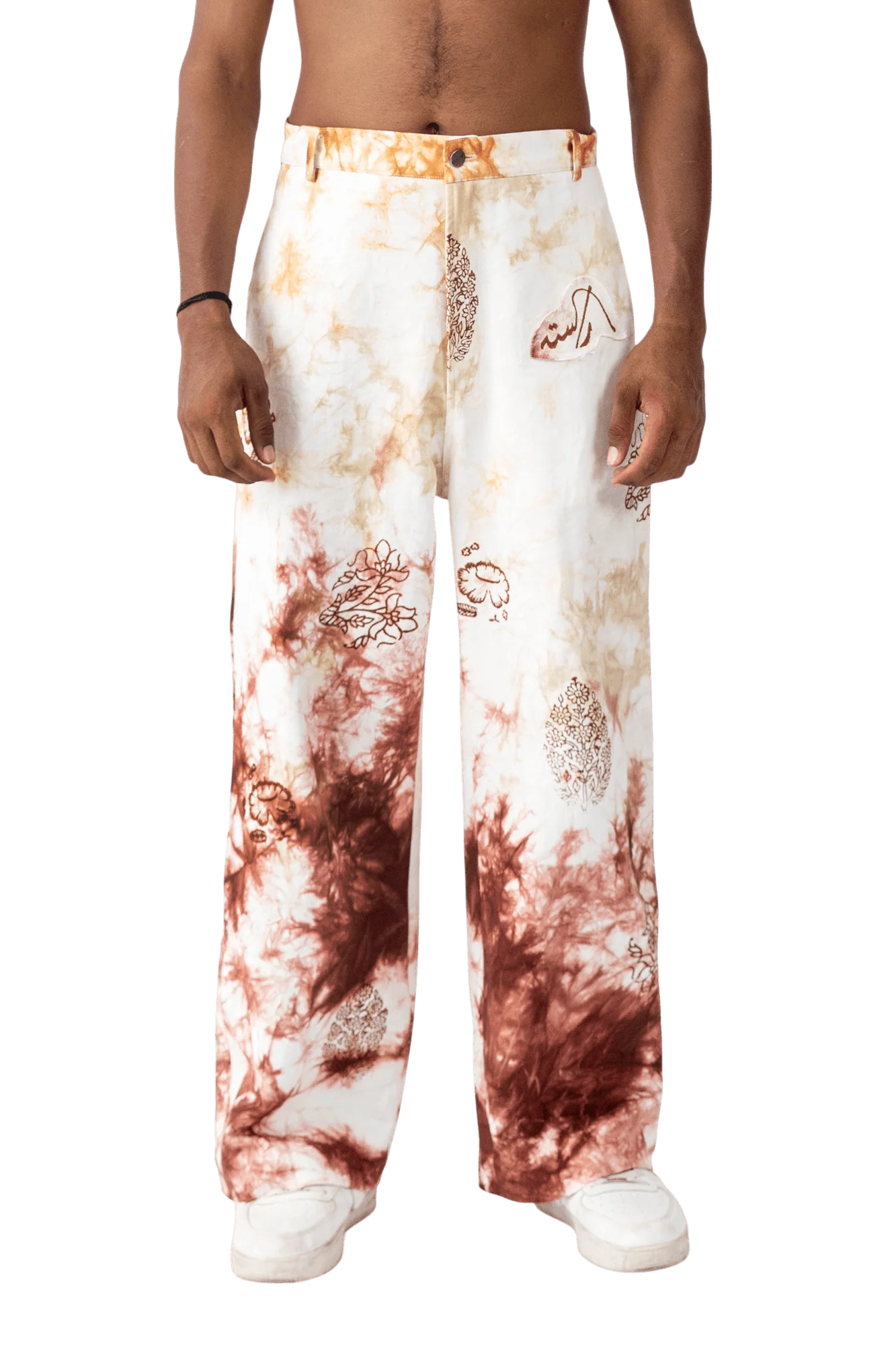 Smoked block print denim pants - Image 2