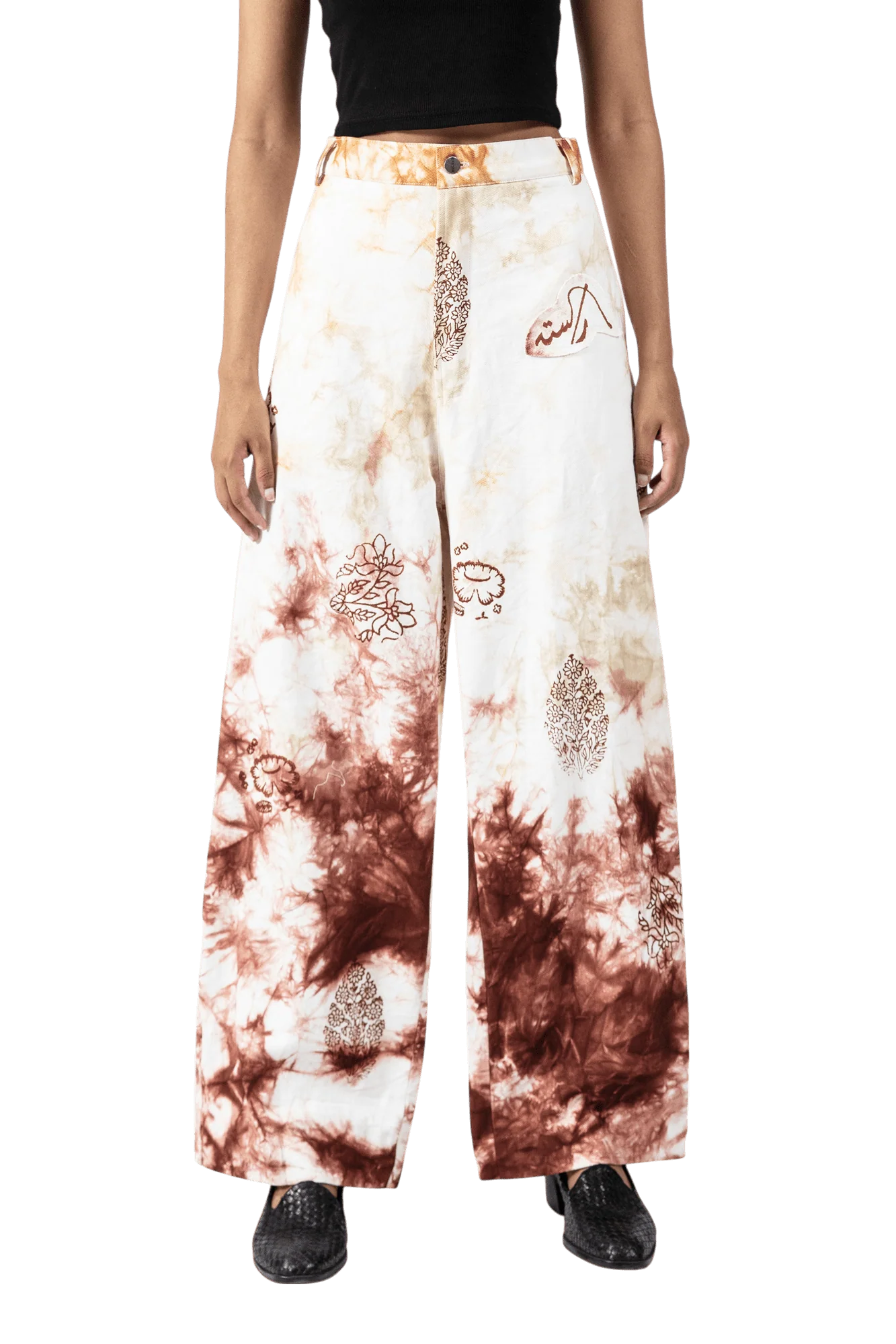 Smoked block print denim pants - Image 3