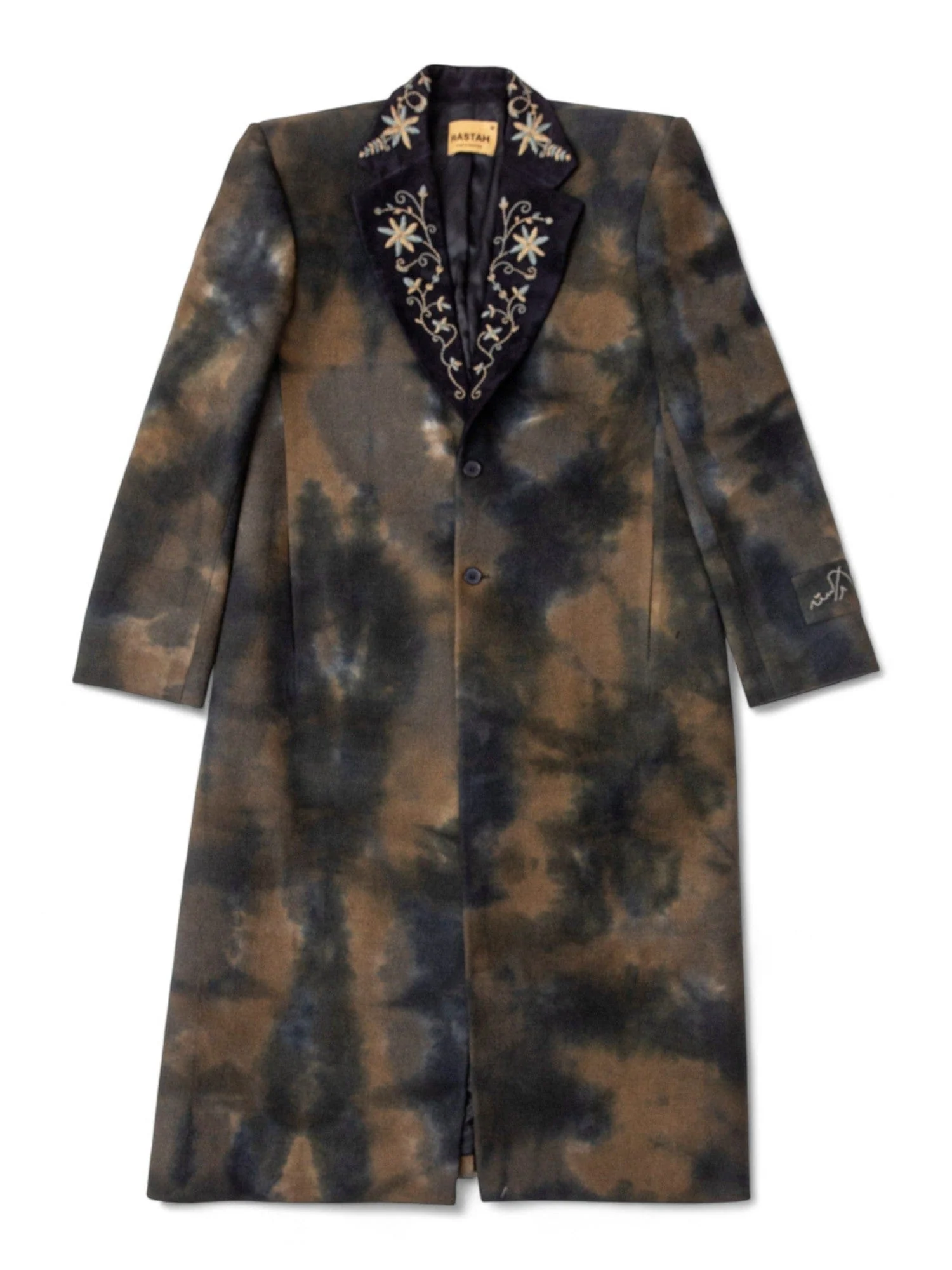 Smoked canvas wool long coat