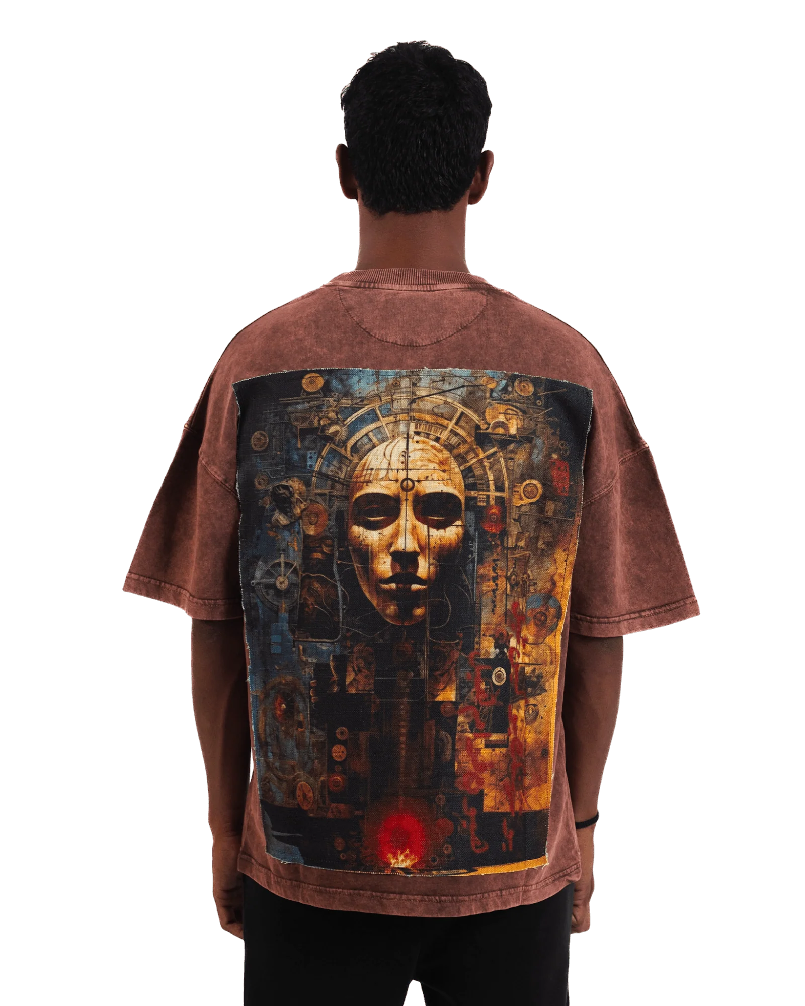 "Eternal cycle" oversized rust brown T-shirt - Image 2