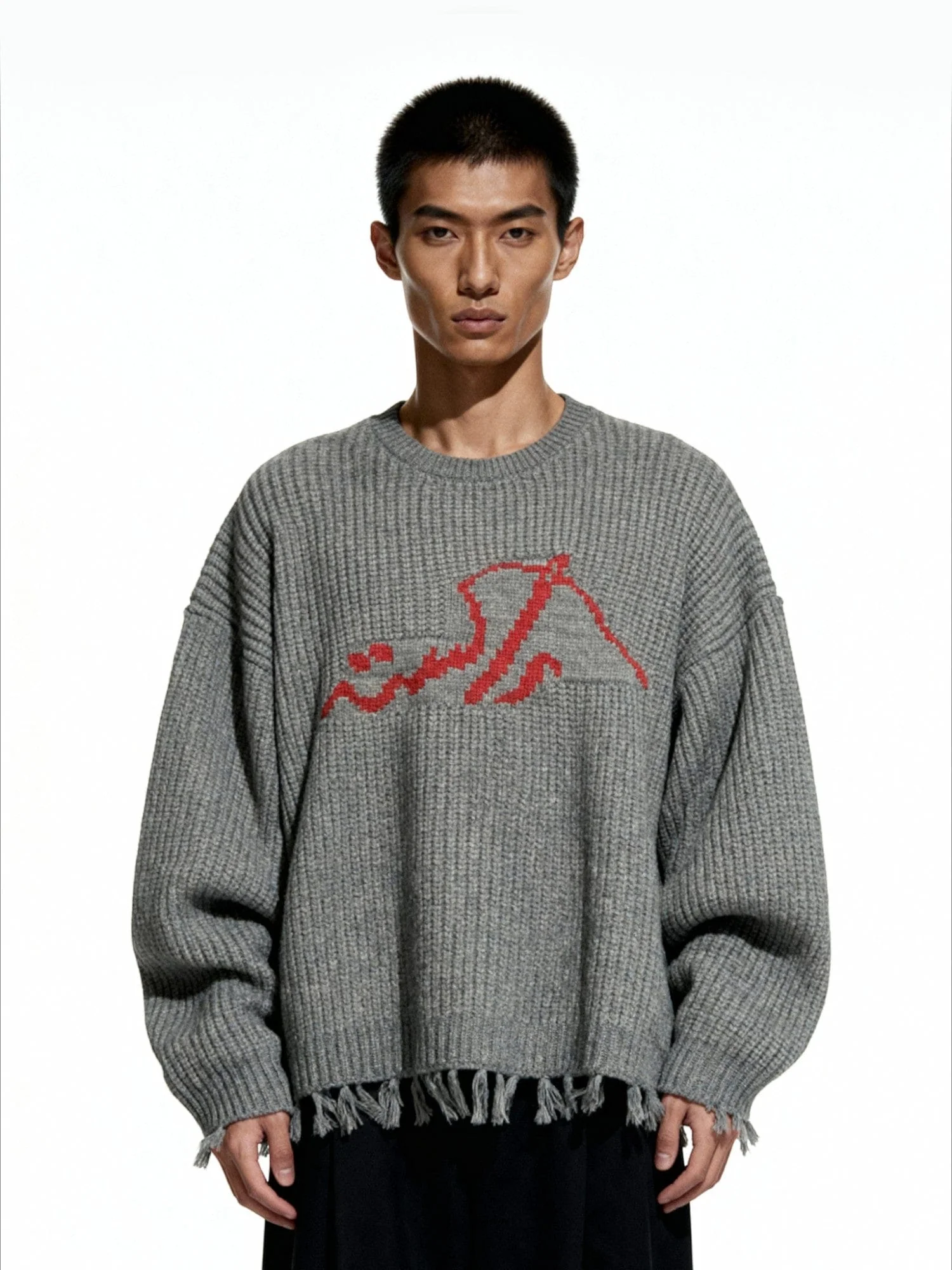 "Lahore" grey chunky knit sweater