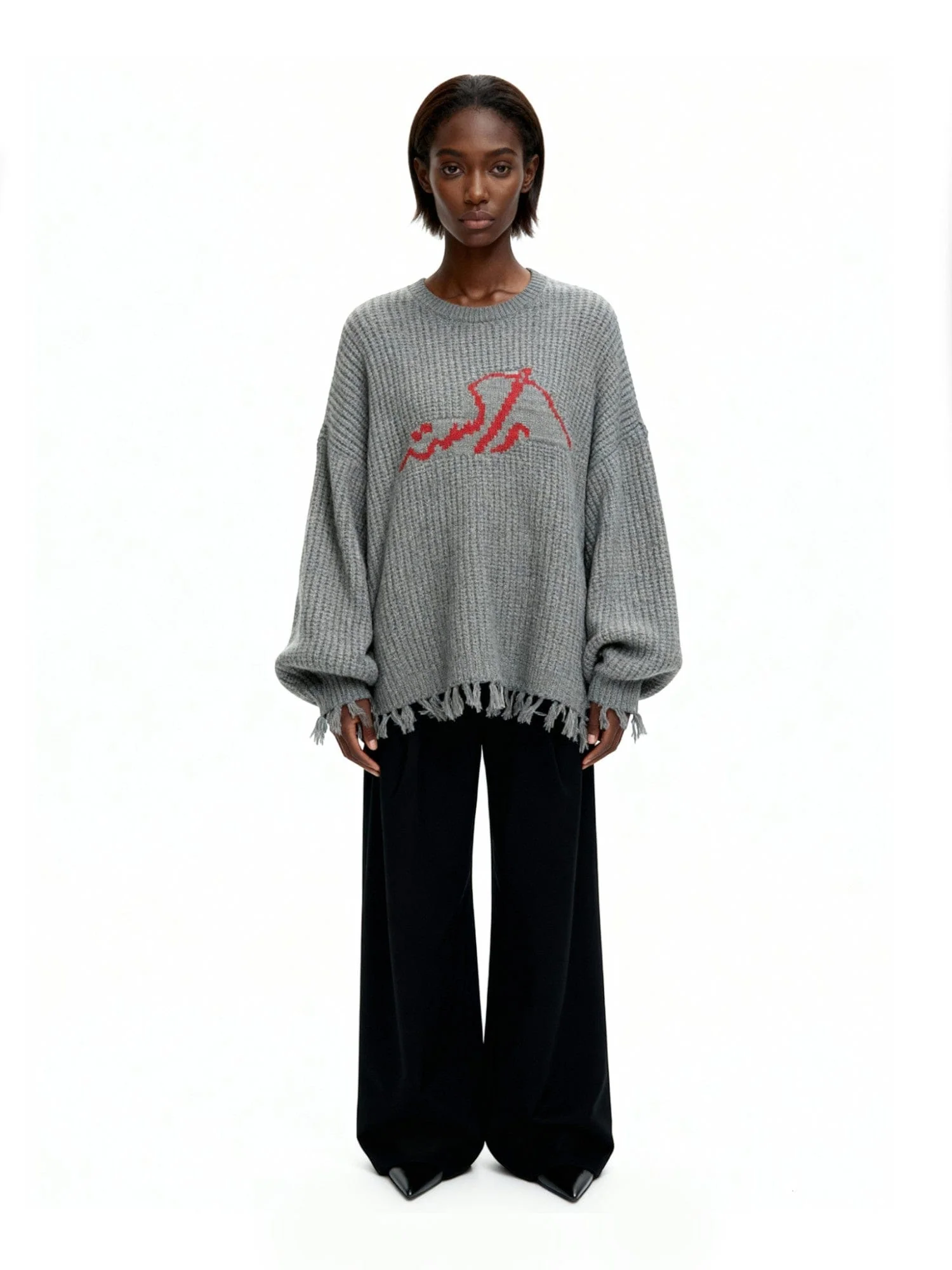 "Lahore" grey chunky knit sweater - Image 8