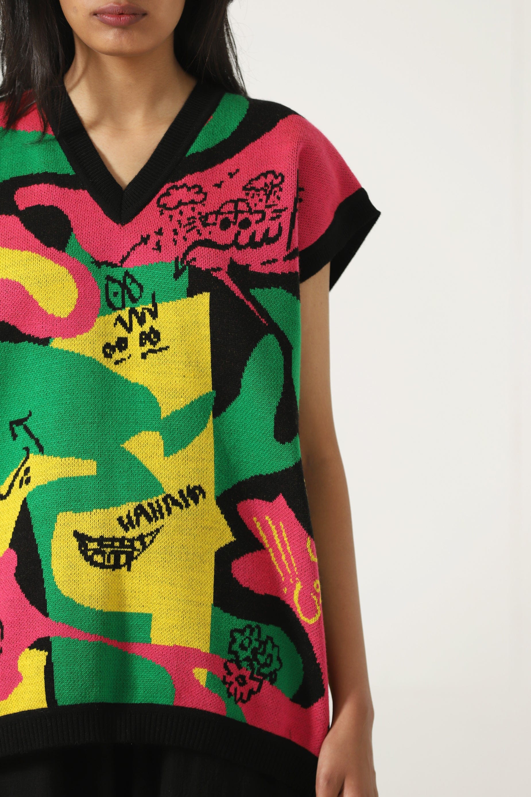 "Cartoon mind" knit vest - Image 7